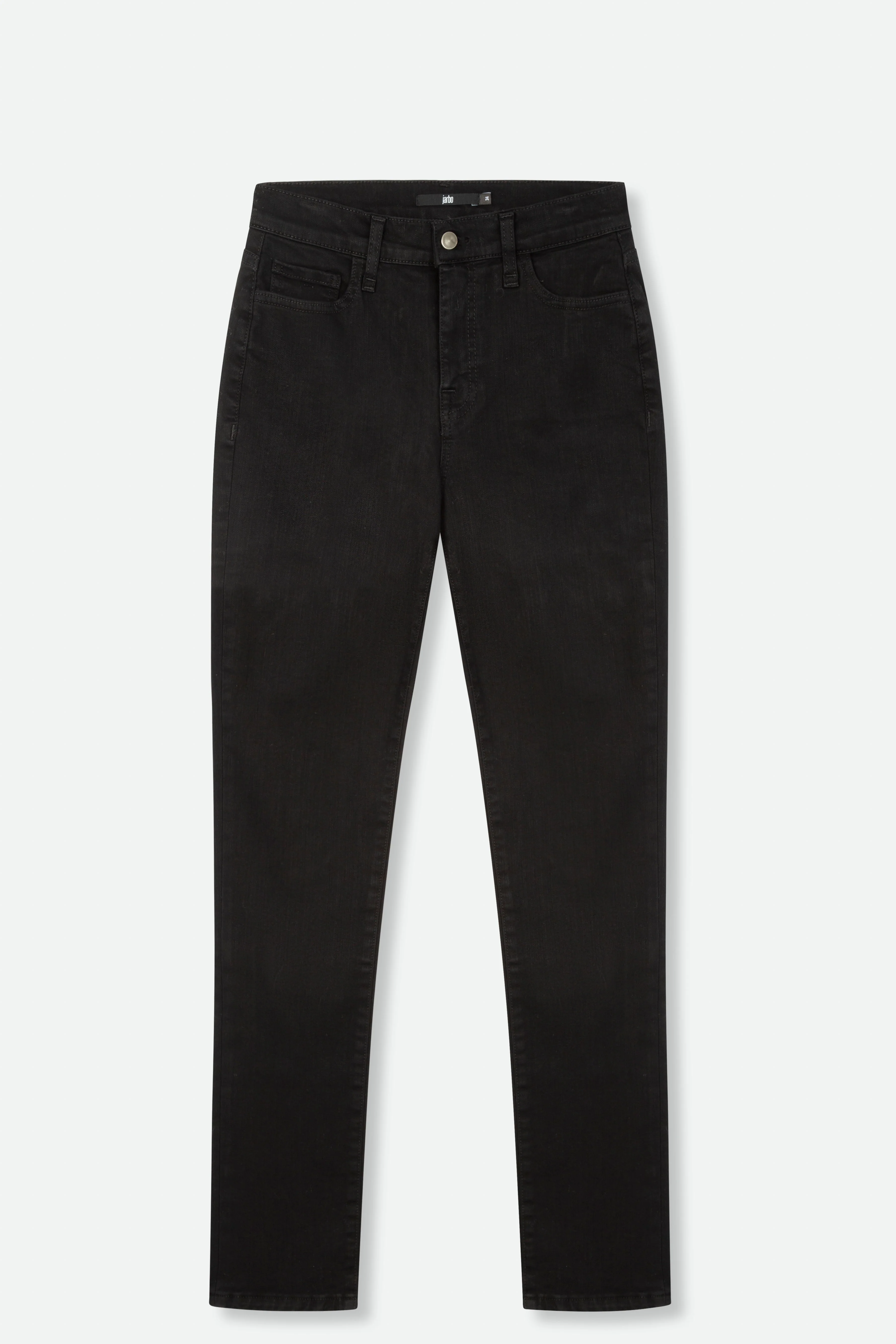 FIVE POCKET IN STRETCH BLACK OVER-DYED INDIGO DENIM