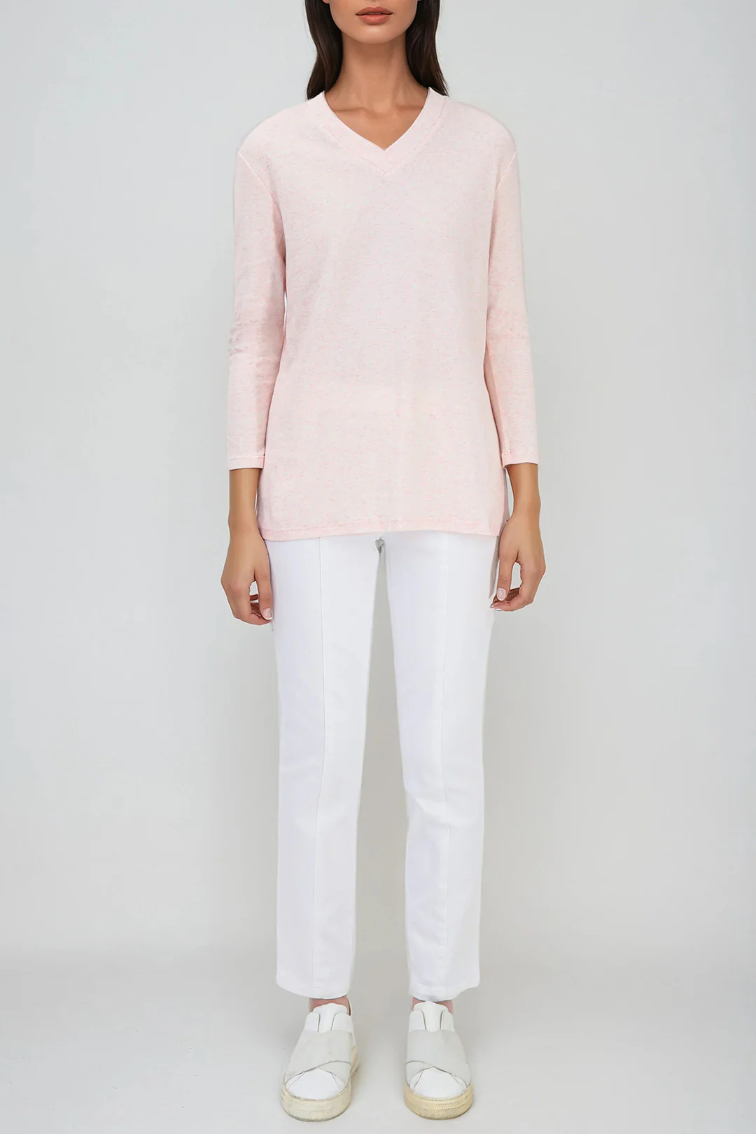 A LINE V NECK BRACELET SLEEVE IN HEATHERED PIMA COTTON STRETCH - Image 7