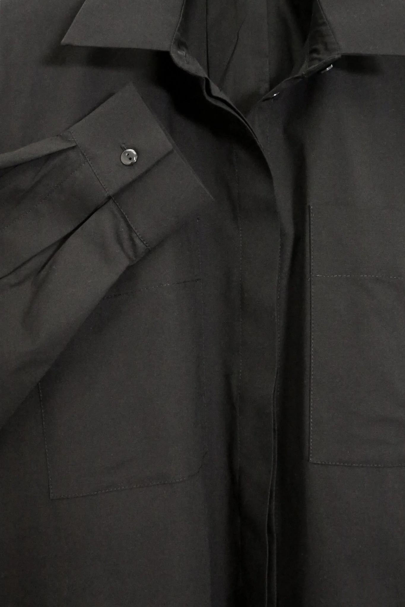 ADDIE SHIRT WITH PATCH POCKETS IN ITALIAN COTTON BLACK - Image 3