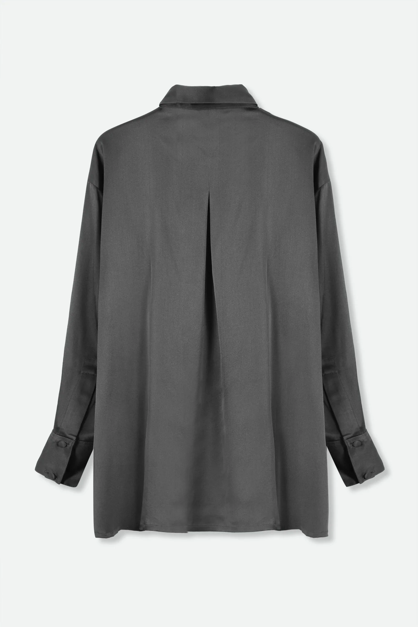 SILK CHARMEUSE ADRIA SHIRT IN CHARCOAL GREY - Image 2