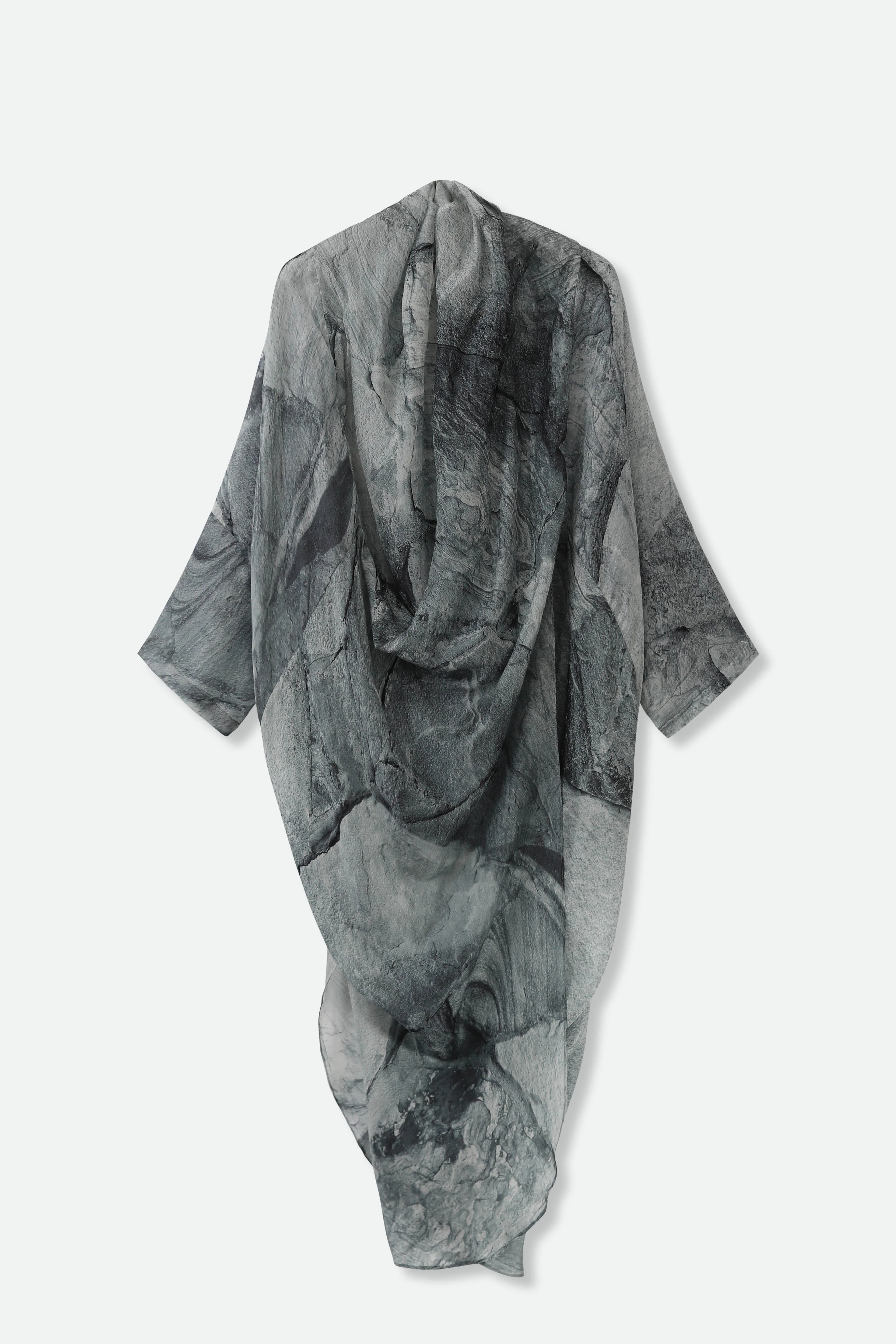 ATHENA CAPE WRAP IN SILK VOILE IN STONEY GREY - Image 2