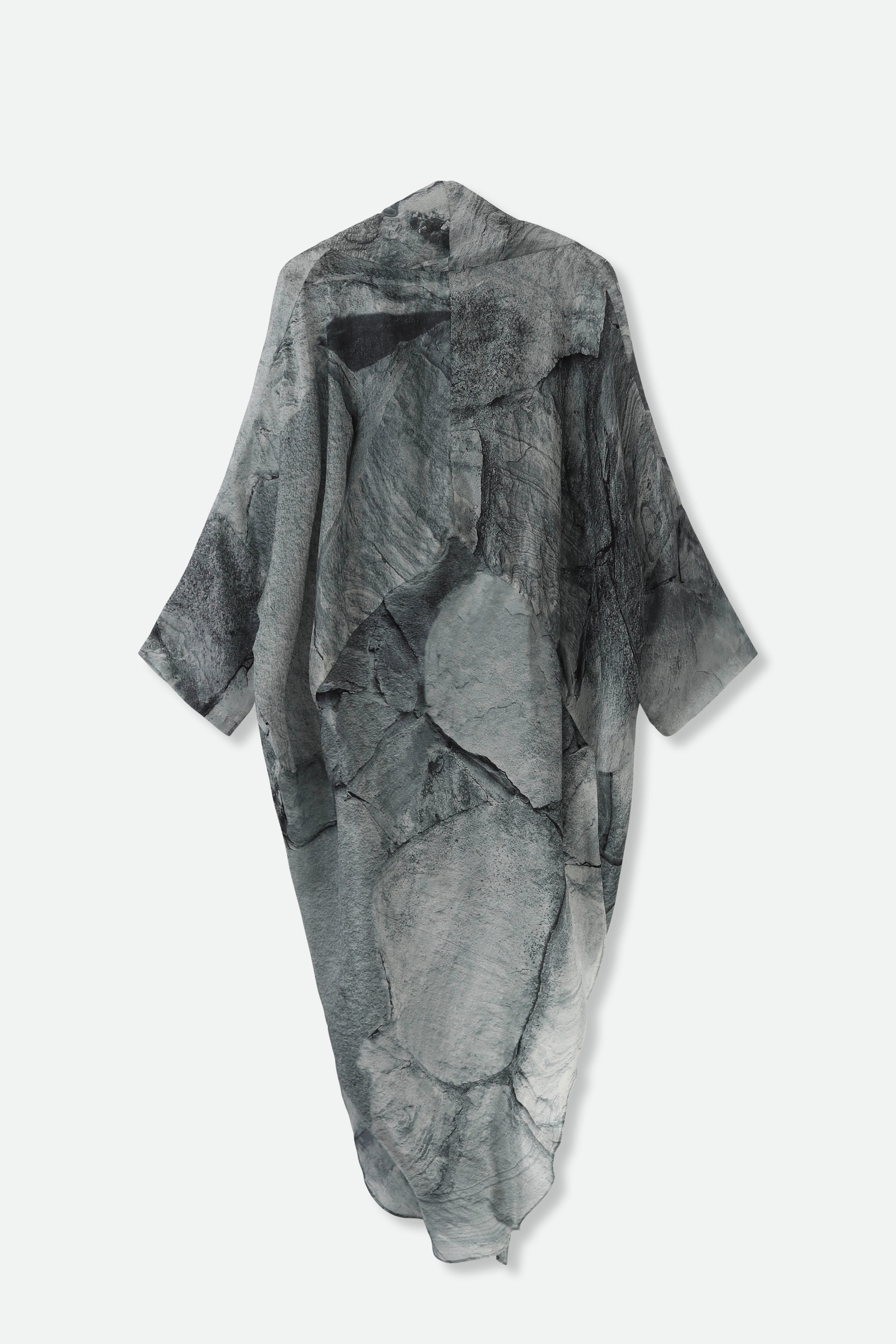 ATHENA CAPE WRAP IN SILK VOILE IN STONEY GREY - Image 5
