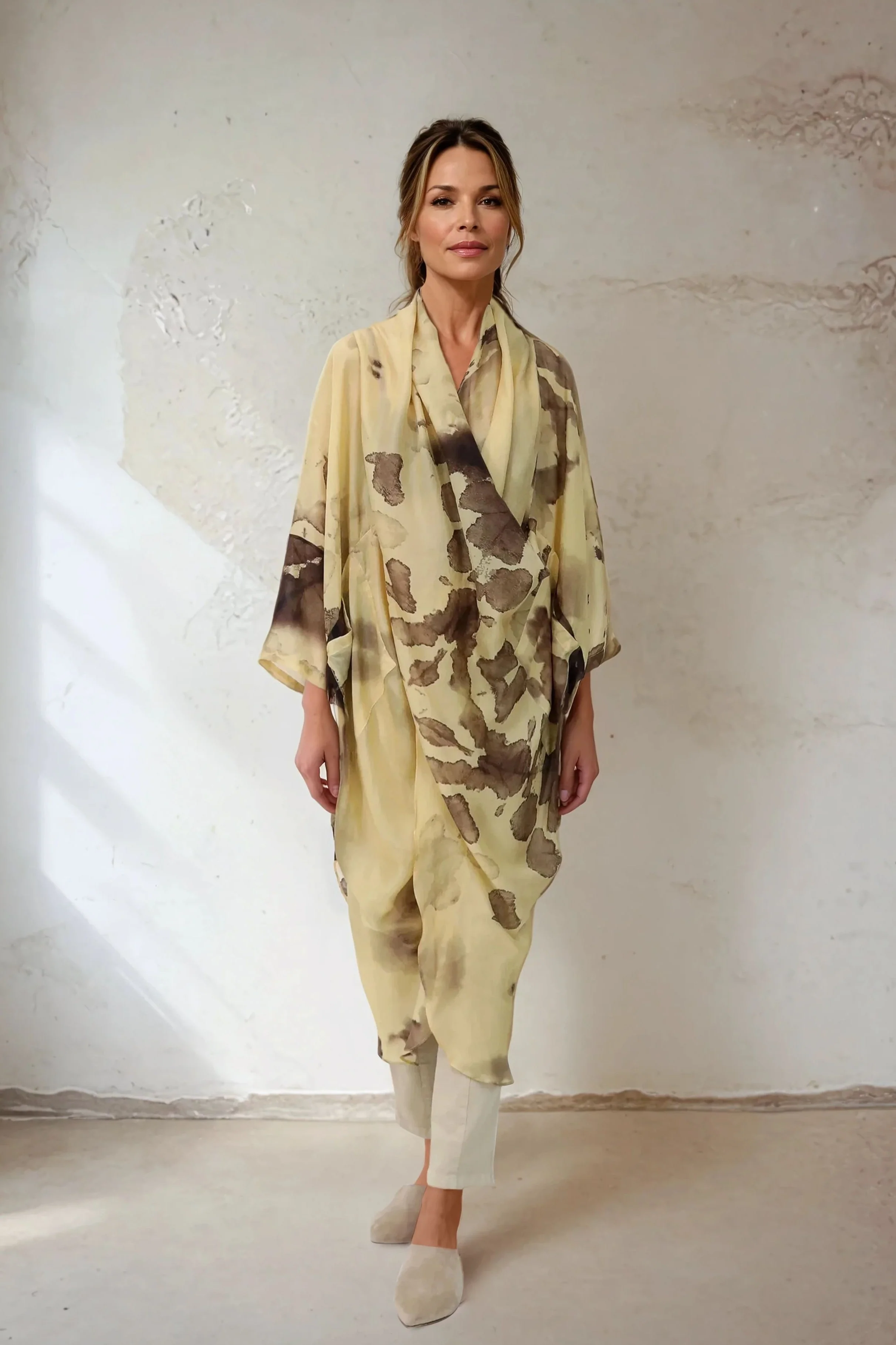ATHENA CAPE WRAP IN SILK VOILE IN SUMMER SUNSET - Image 2