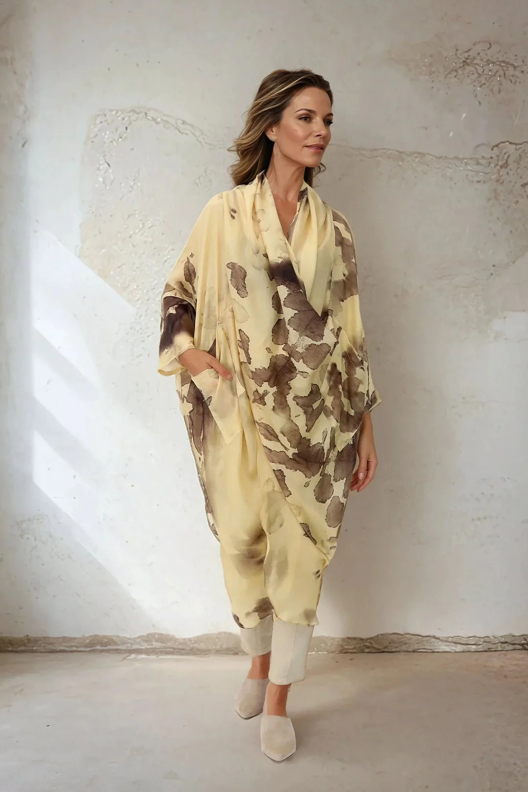 ATHENA CAPE WRAP IN SILK VOILE IN SUMMER SUNSET - Image 4