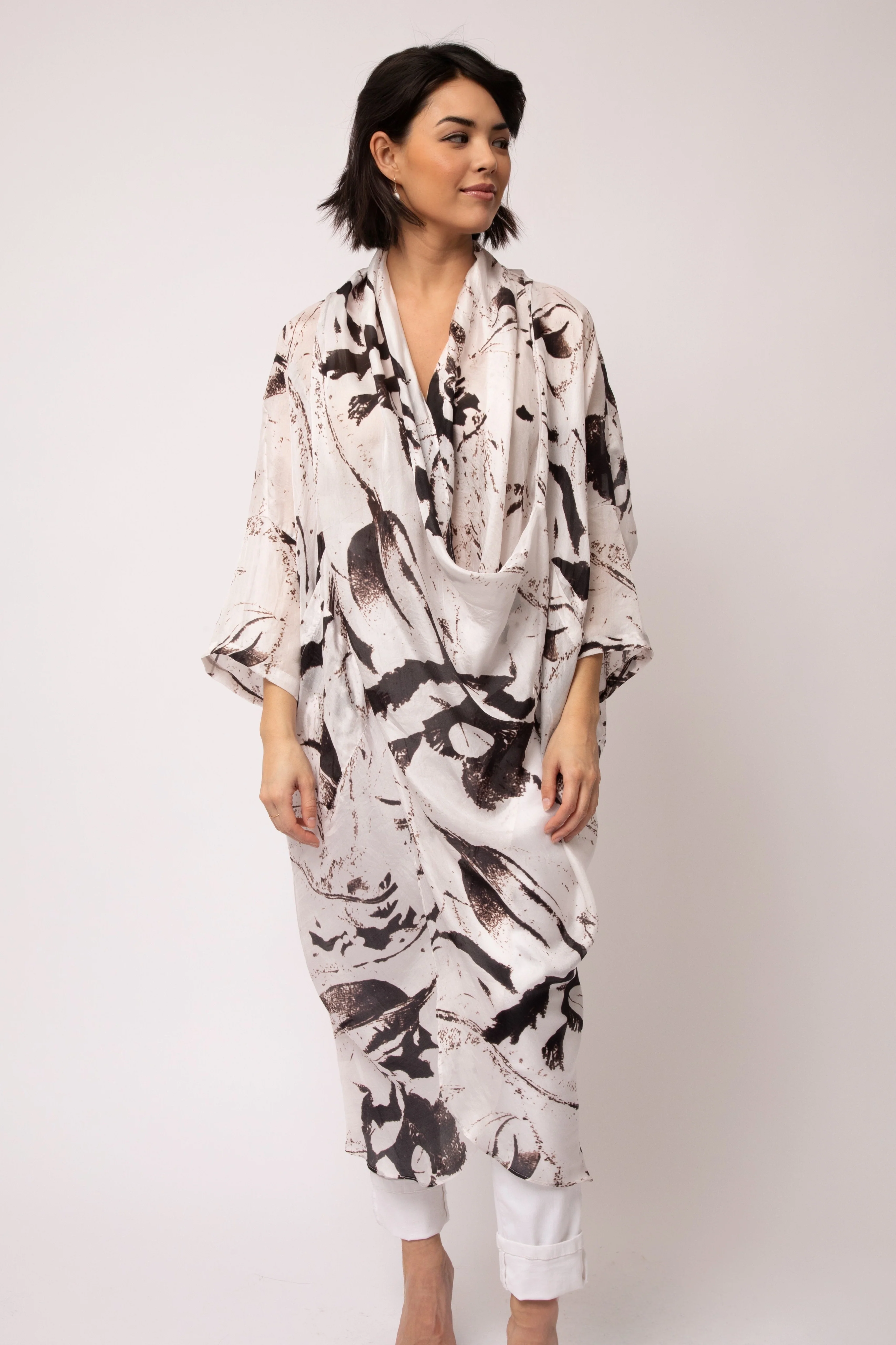 ATHENA CAPE WRAP IN SILK VOILE IN TRACE OF SPRING - Image 6
