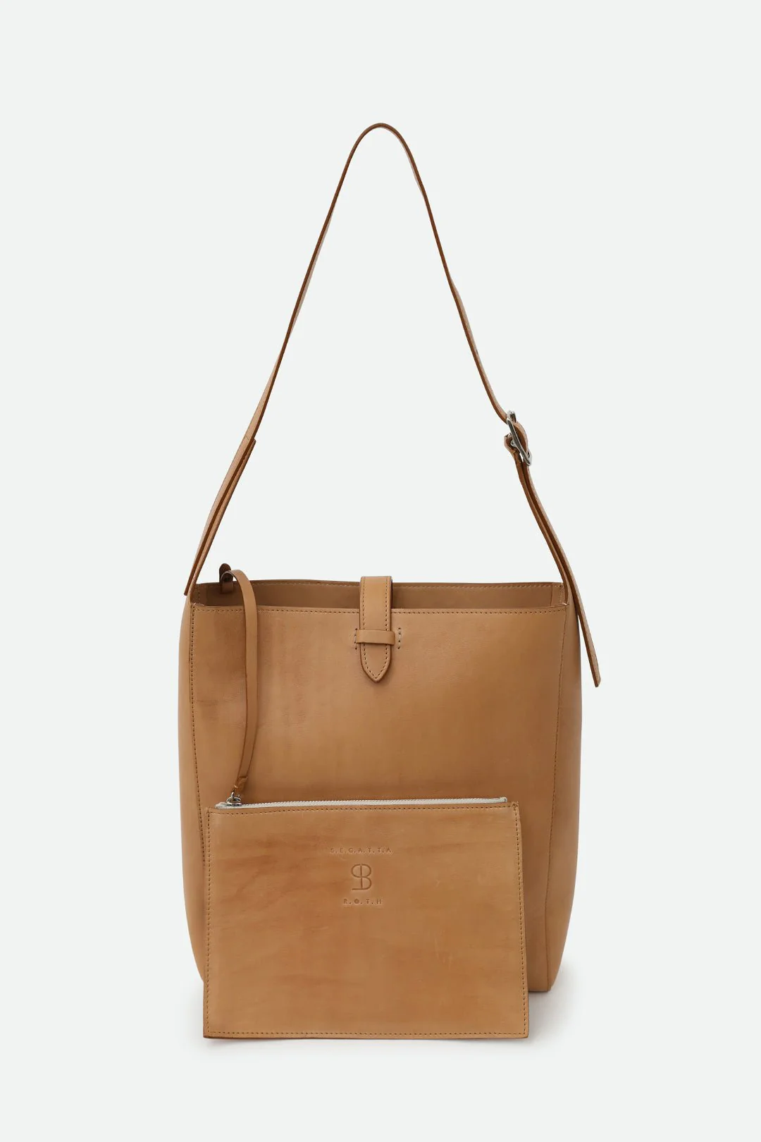BRIAR ITALIAN LEATHER BUCKET BAG NATURAL - Image 2