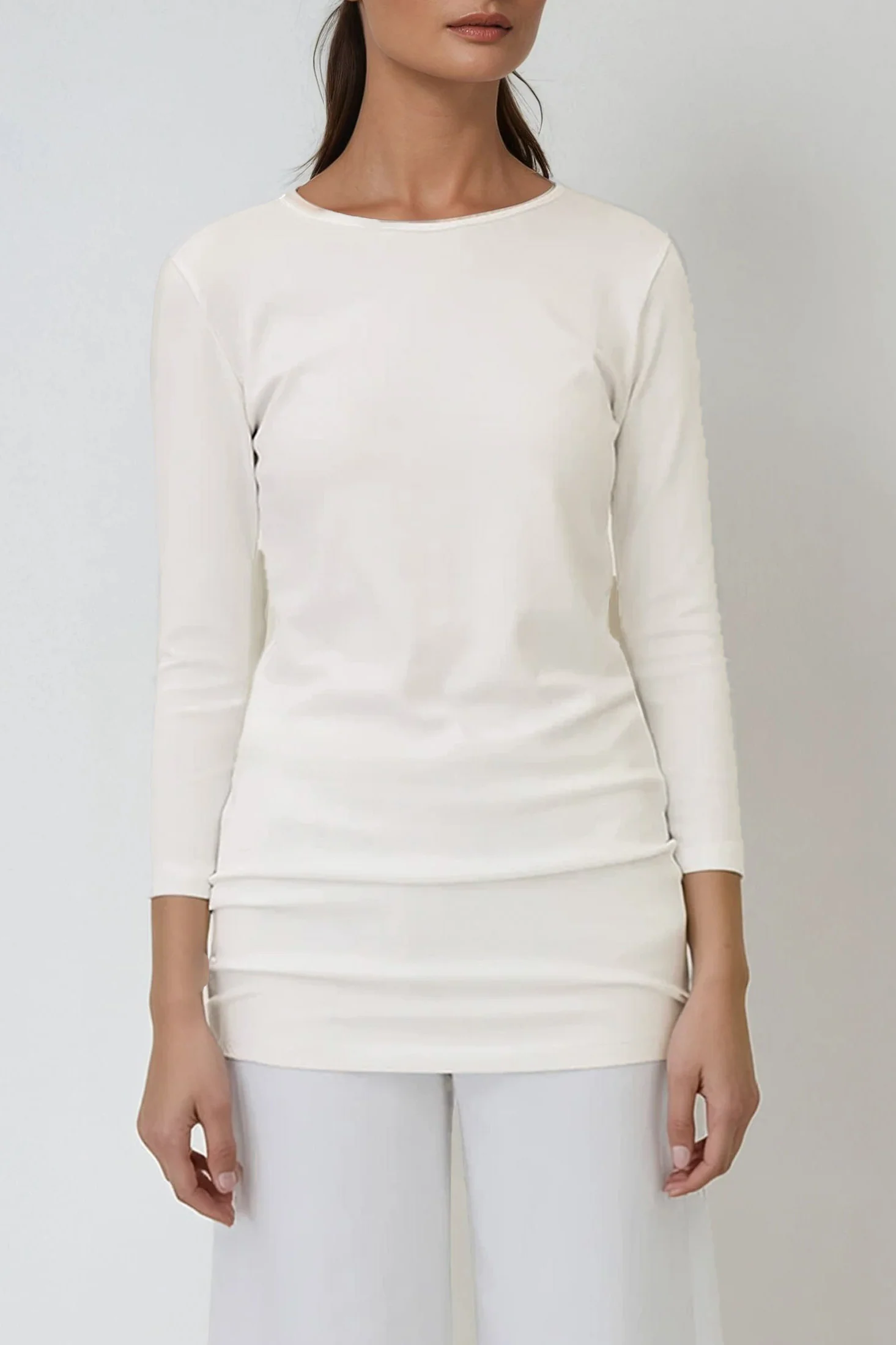 BATEAU NECK IN PIMA COTTON STRETCH IN CREME