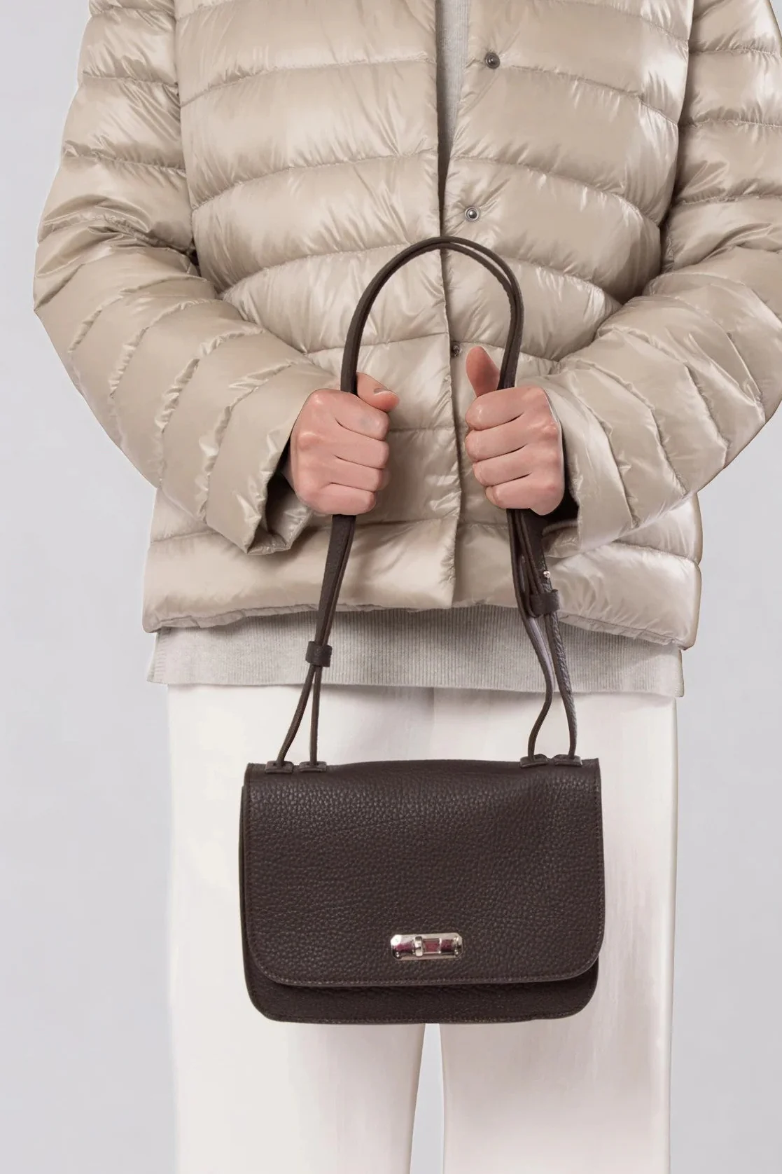 BEXLEY SHOULDER BAG IN ITALIAN LEATHER CHOCOLATE - Image 6