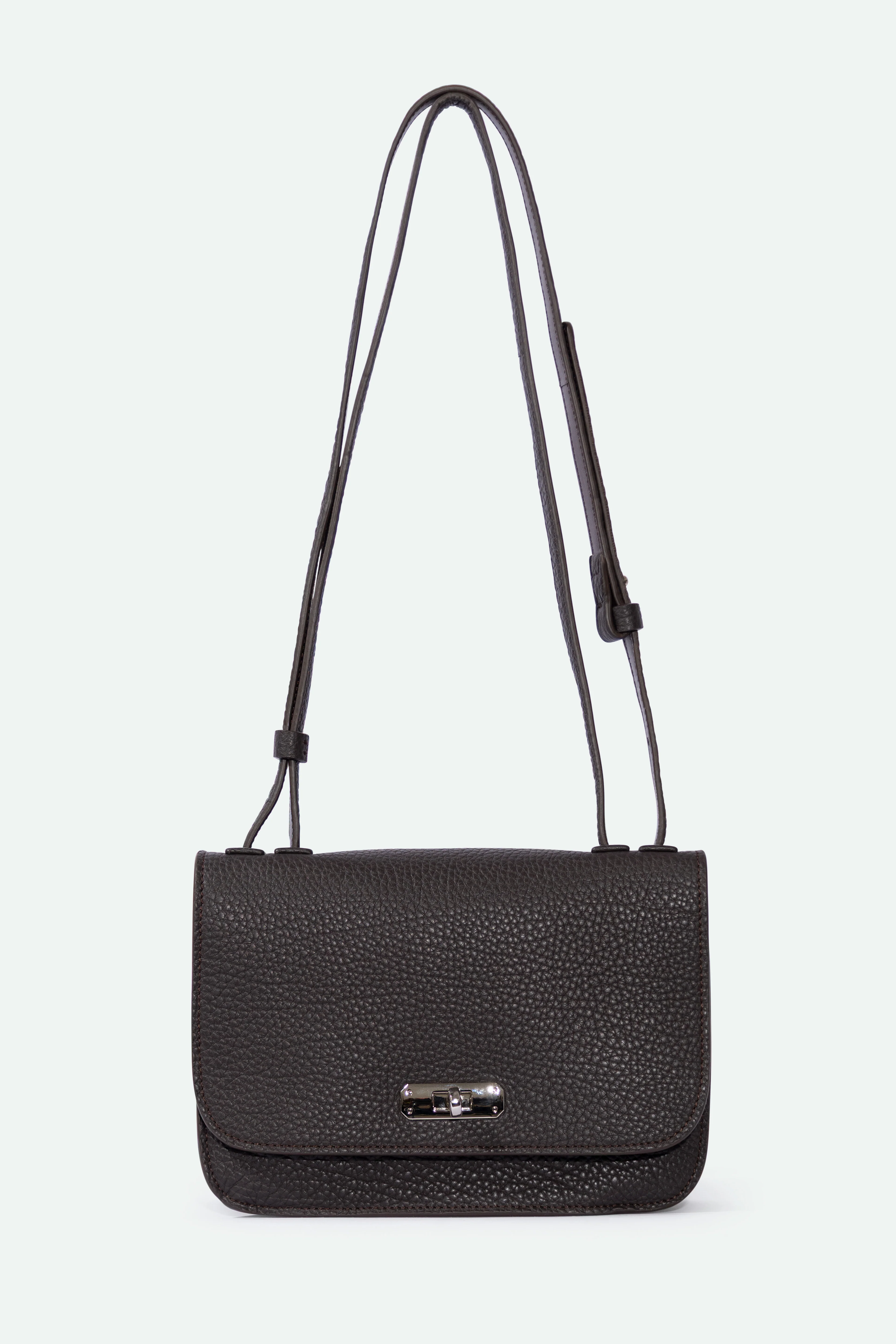 BEXLEY SHOULDER BAG IN ITALIAN LEATHER DARK CHOCOLATE BROWN