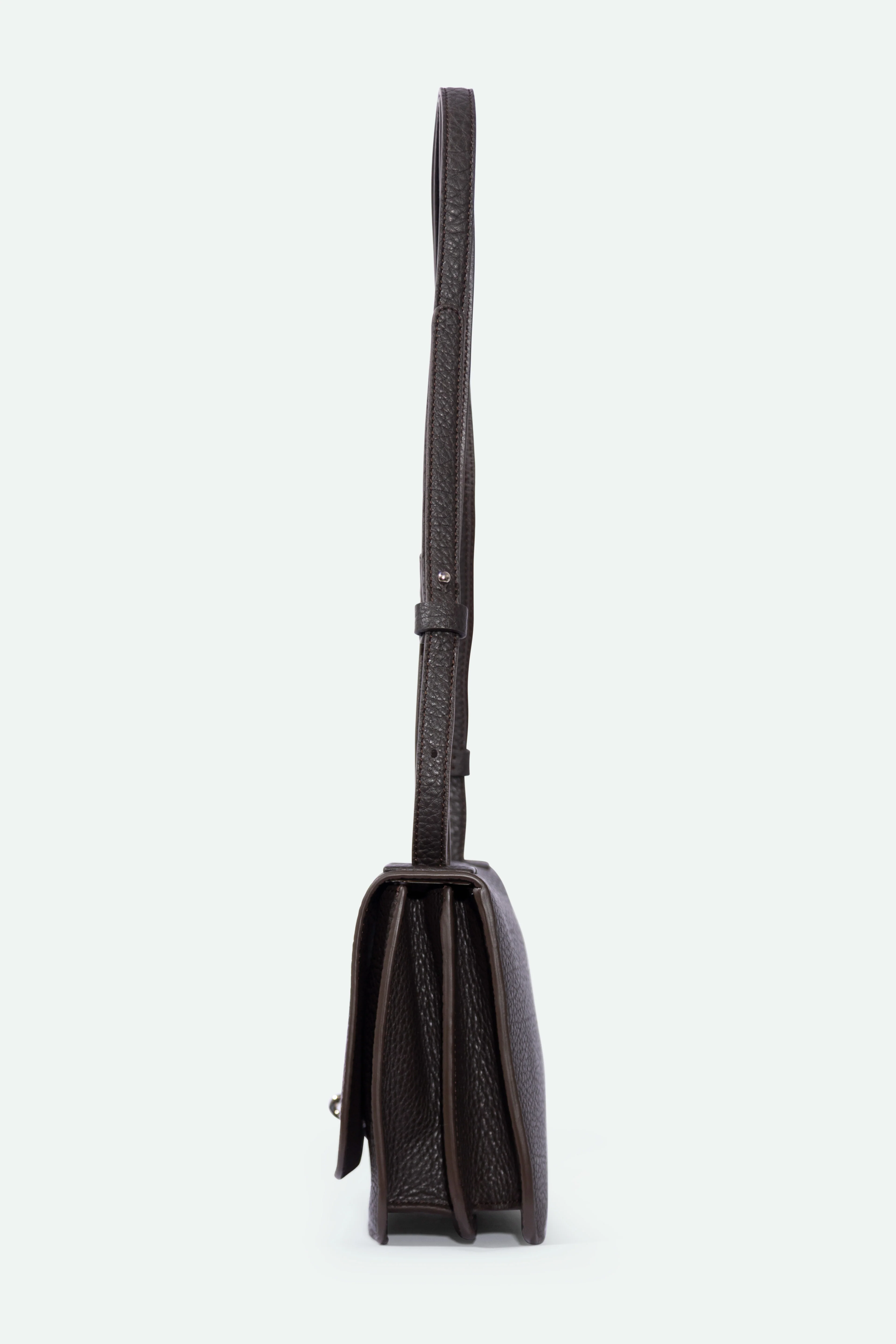 BEXLEY SHOULDER BAG IN ITALIAN LEATHER DARK CHOCOLATE BROWN - Image 3