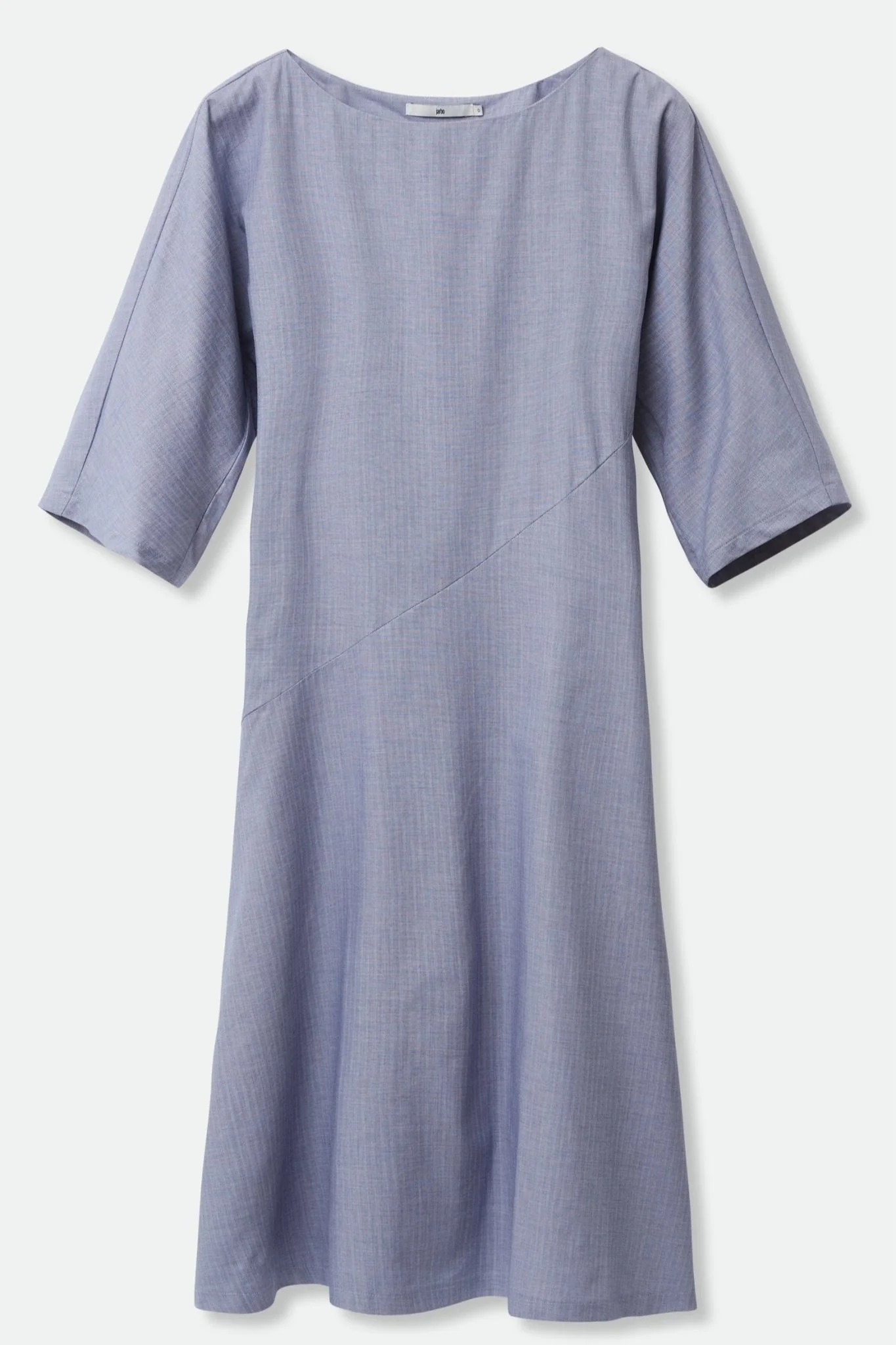 DELLA BATEAU NECK ELBOW SLEEVE DRESS IN STRETCH ITALIAN COTTON - Image 5