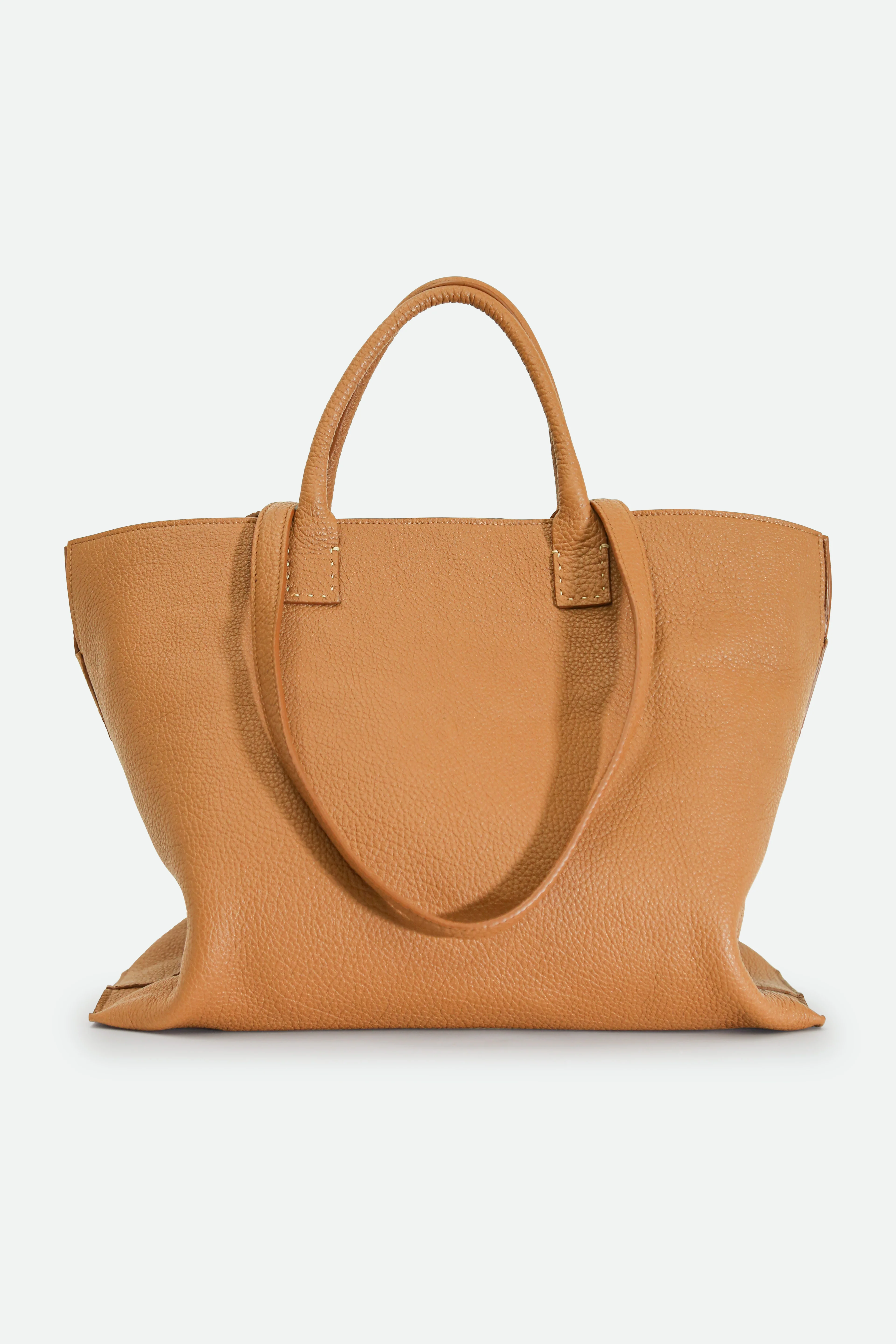 BOLZANO ITALIAN LEATHER LARGE HANDBAG GOLDEN BLONDE - Image 3