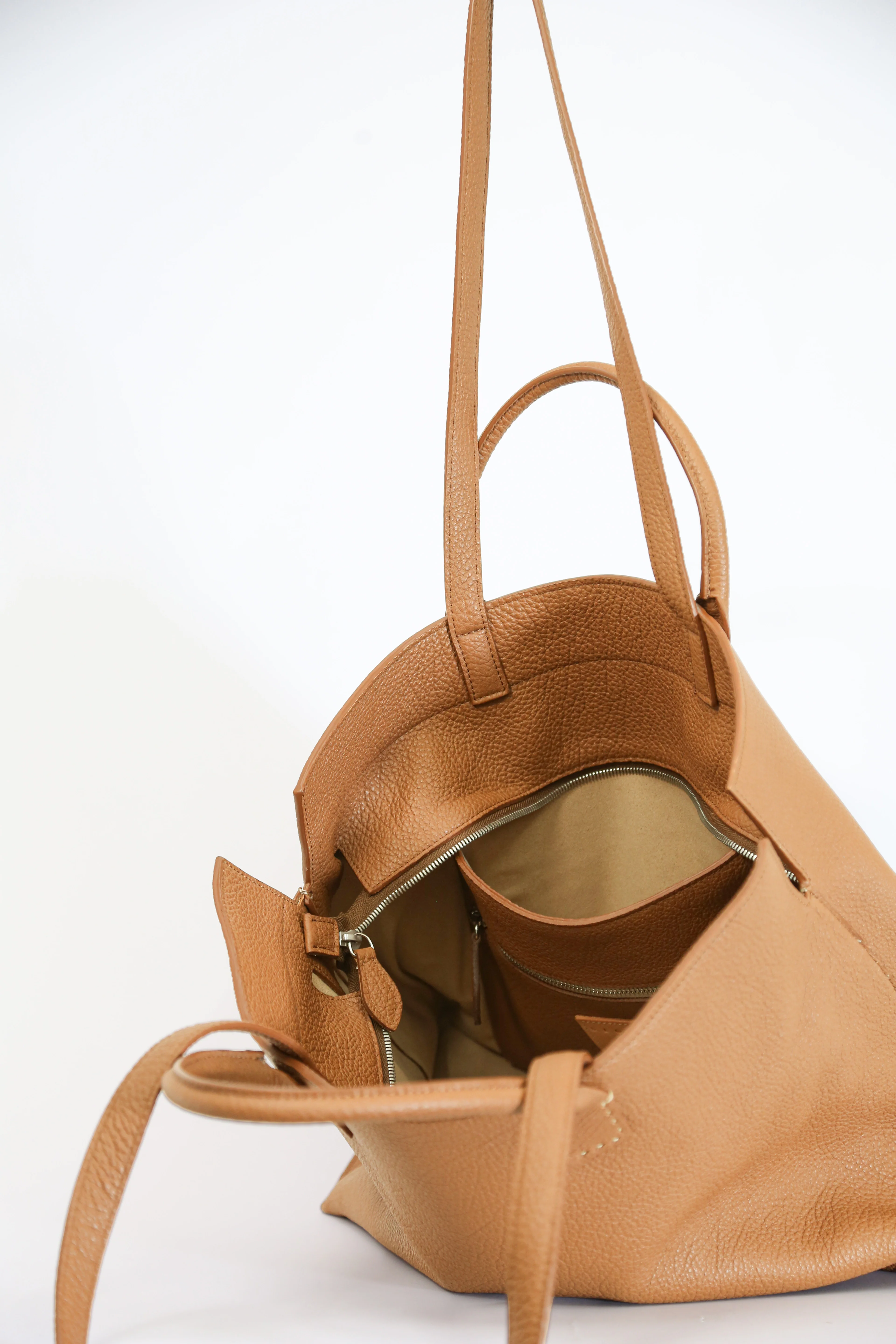 BOLZANO ITALIAN LEATHER LARGE HANDBAG GOLDEN BLONDE - Image 5
