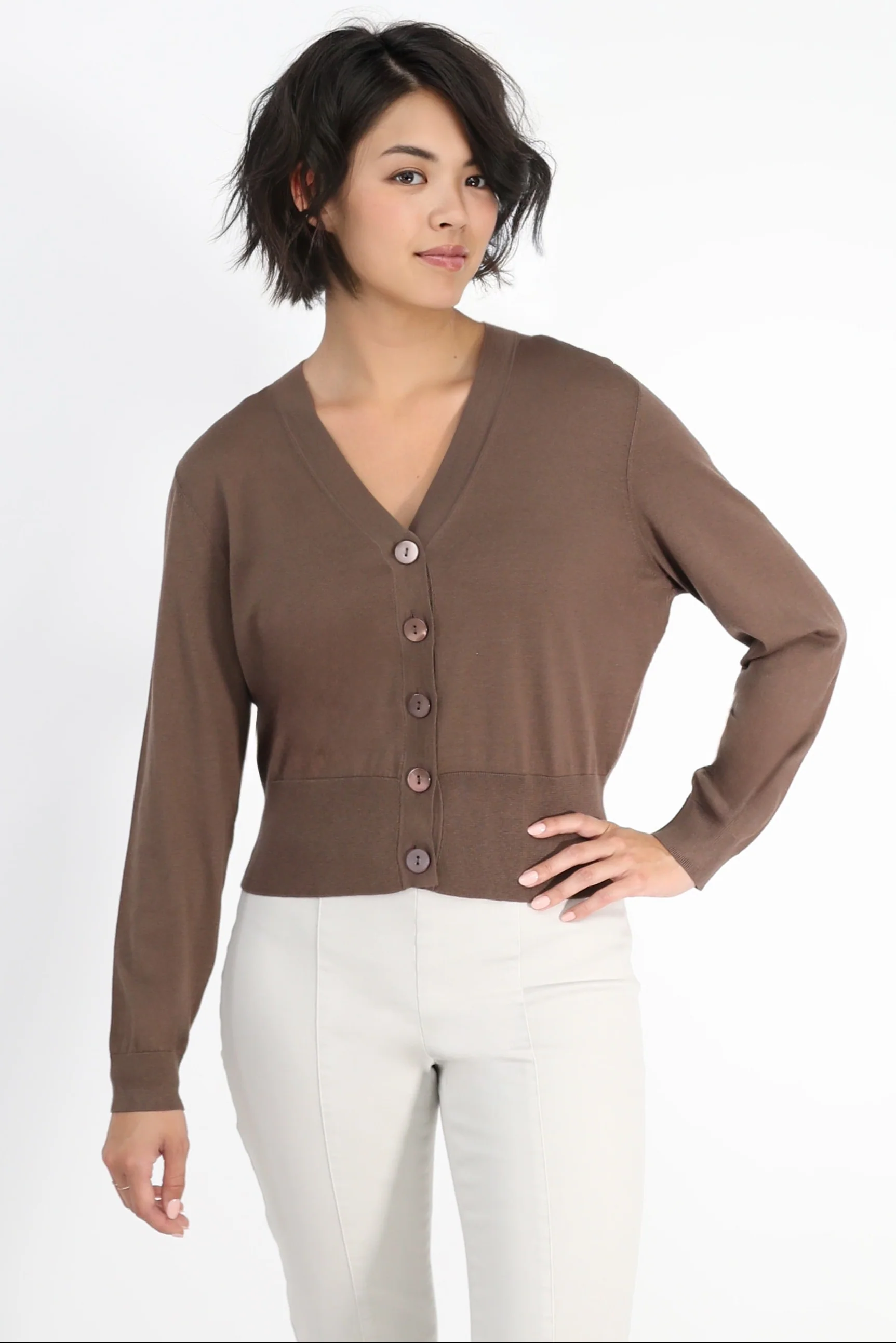 CALLI BUTTON CARDI FINE GAUGE ITALIAN SILK COTTON - Image 11
