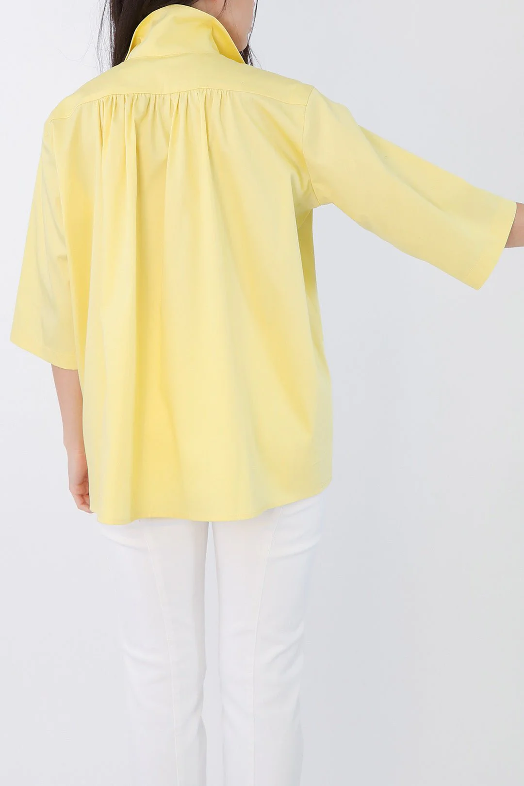 CAMP SHIRT IN ITALIAN COTTON POPLIN STRETCH IN YELLOW - Image 3
