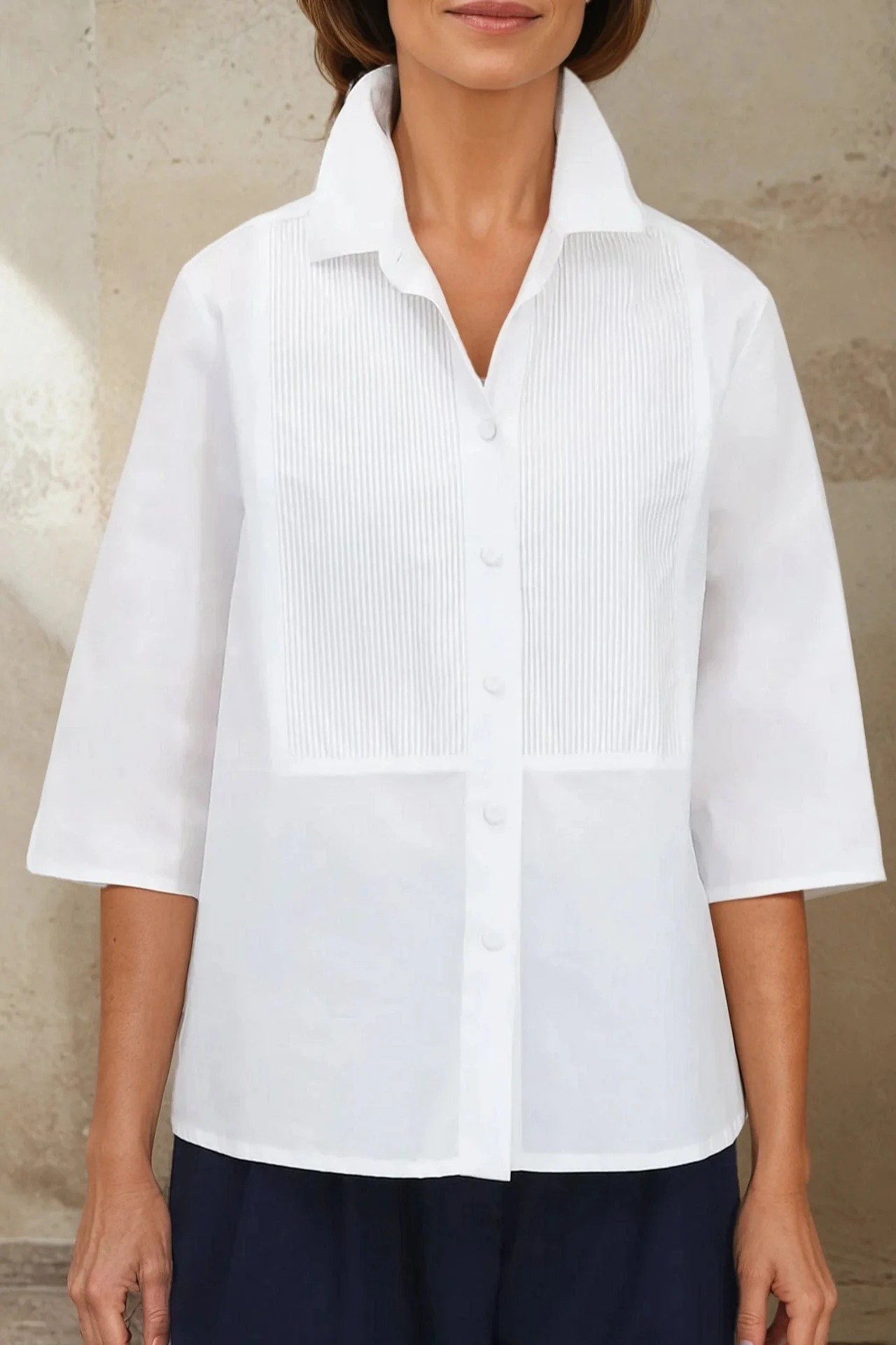 SERENADE MICRO PLEAT CAMP SHIRT ITALIAN COTTON - Image 2
