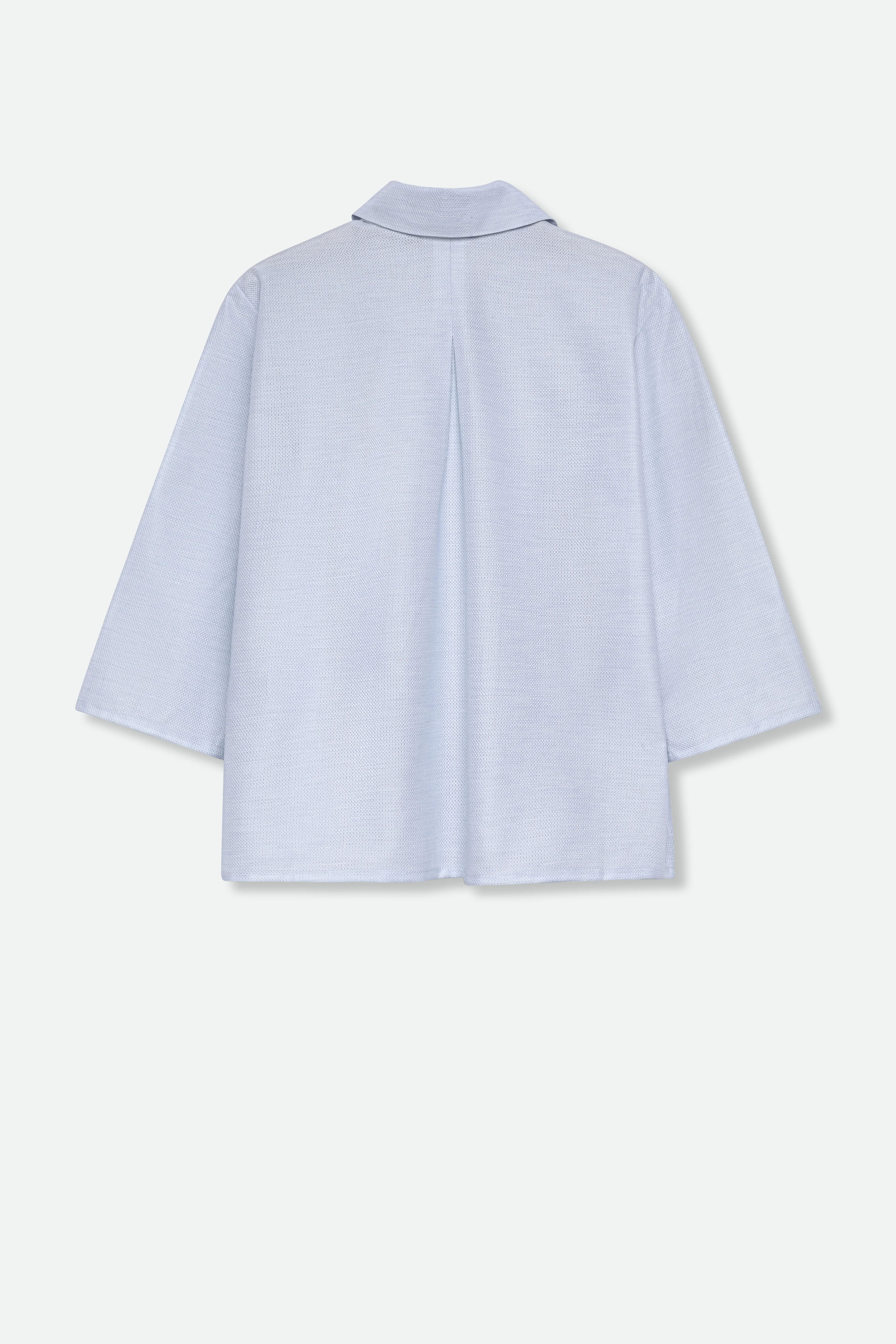 CESARE CAMP SHIRT IN ITALIAN COTTON PIQUE LIGHT BLUE HONEYCOMB - Image 3