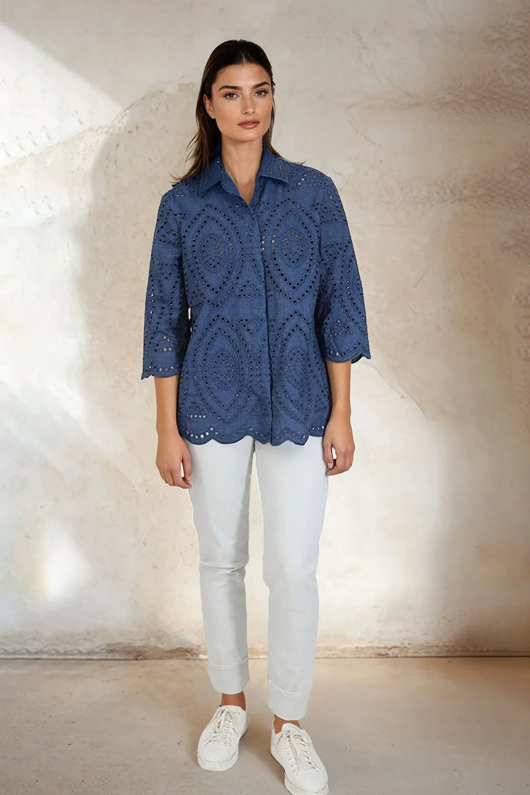 CESARE CAMP SHIRT ITALIAN DENIM EYELET - Image 3