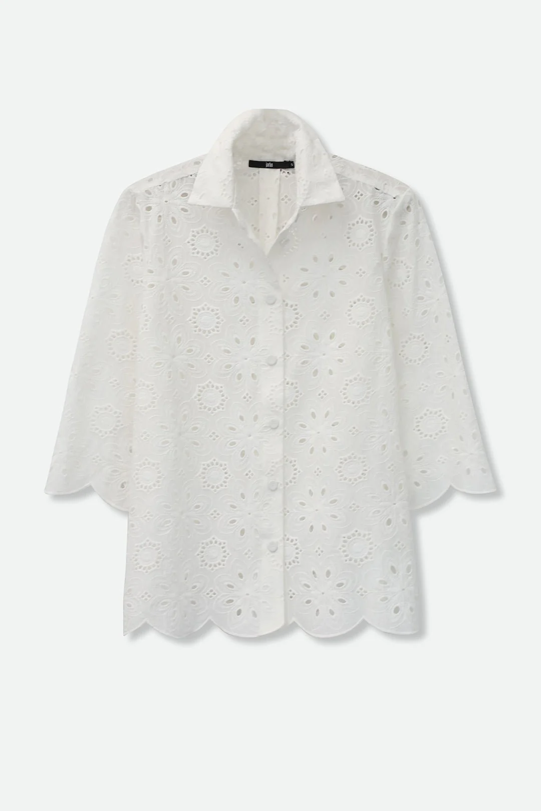 CESARE CAMP SHIRT ITALIAN COTTON WHITE EYELET