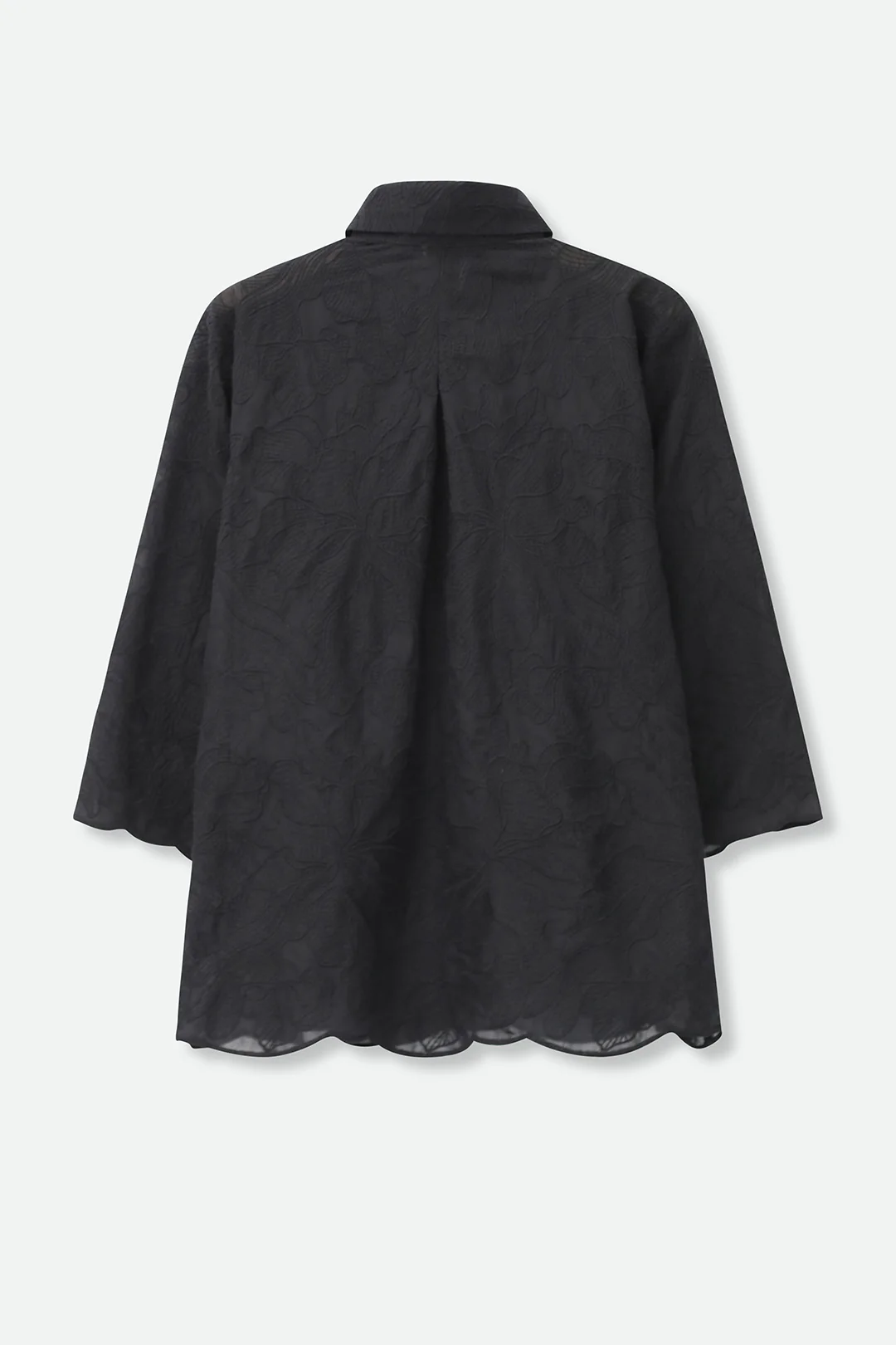 CESARE CAMP SHIRT IN BLACK EMBROIDERED ITALIAN COTTON - Image 3