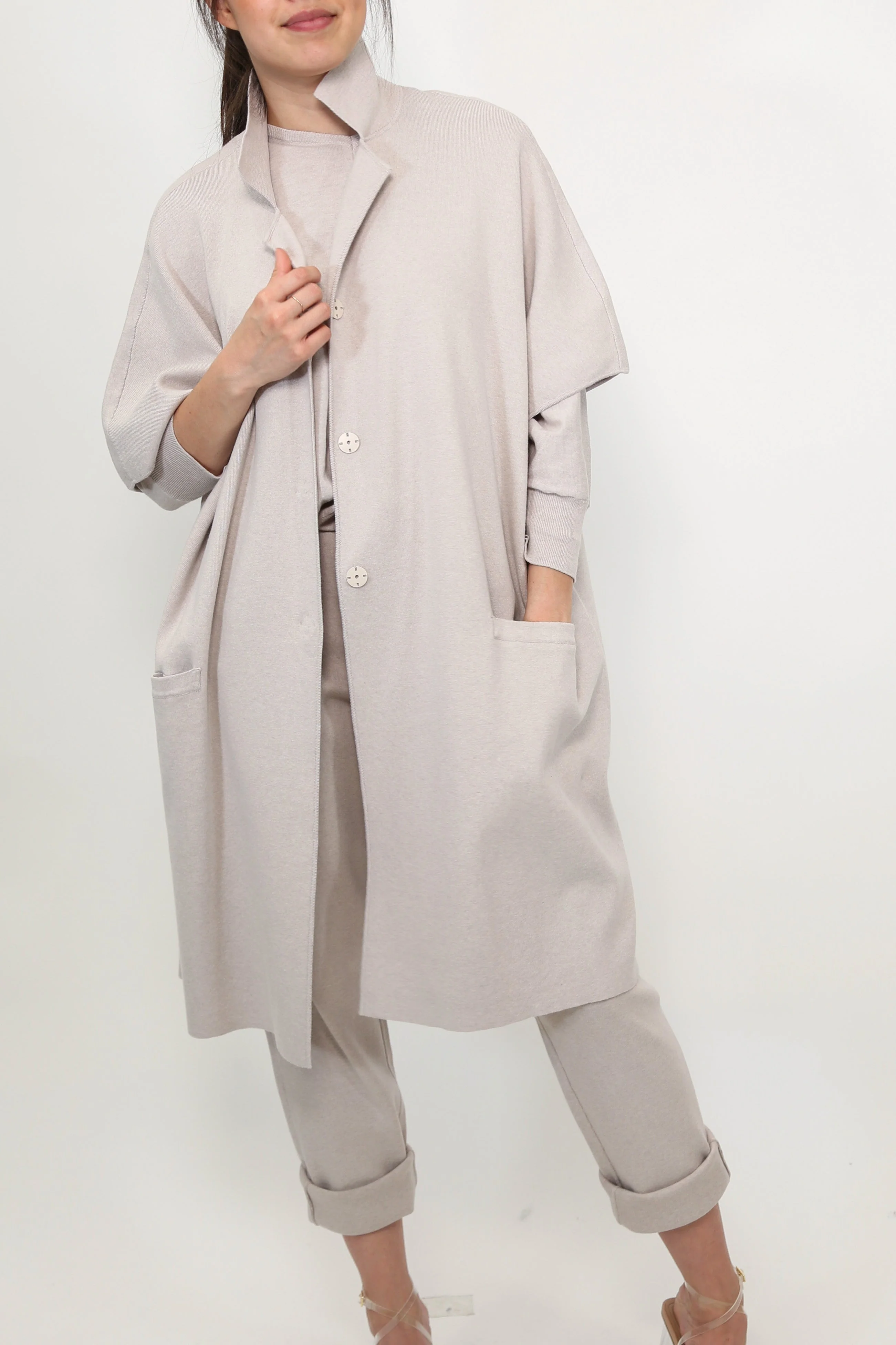 CLEO COAT IN KNIT PIMA COTTON IN HEATHER