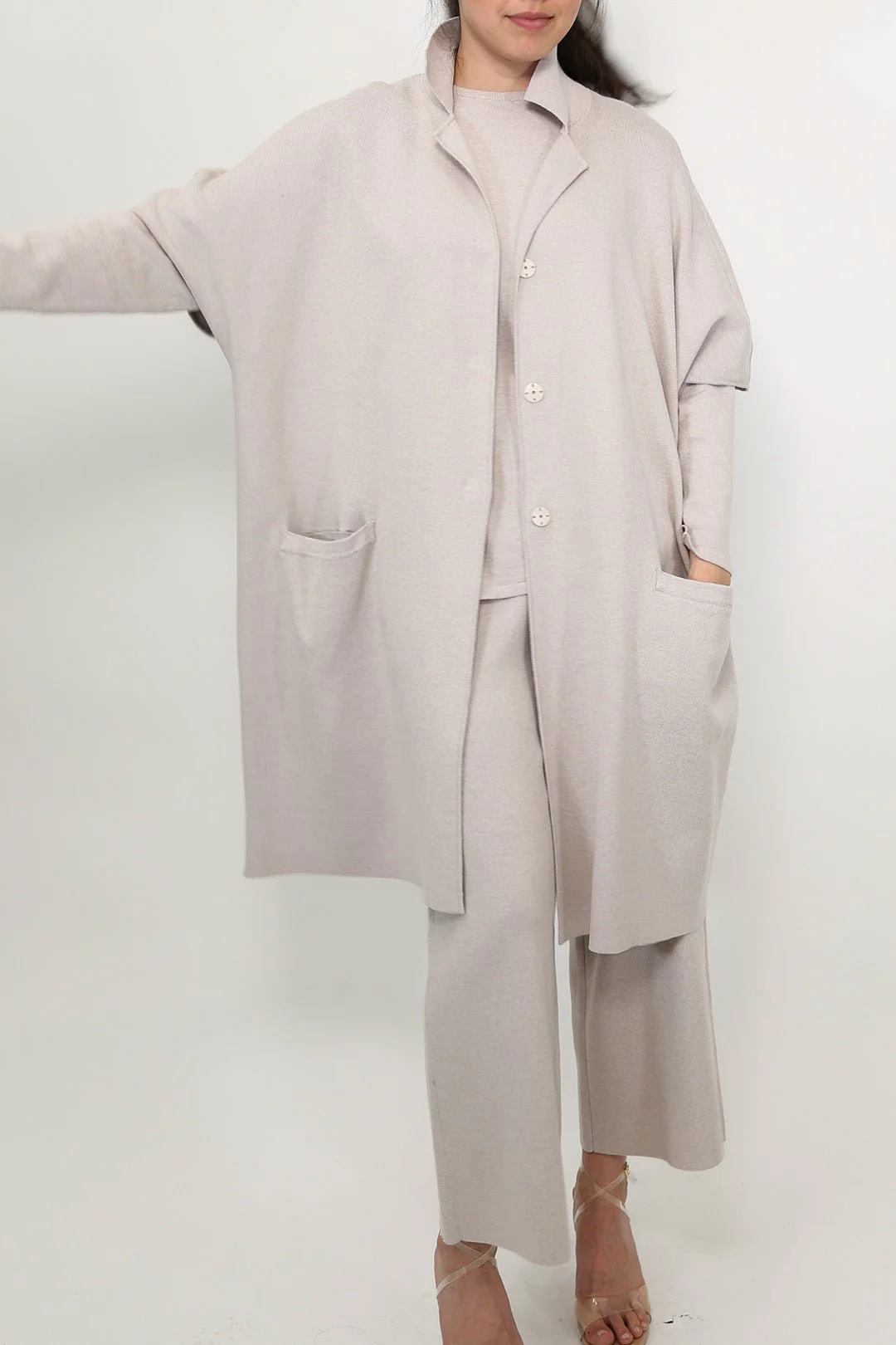 CLEO COAT IN KNIT PIMA COTTON IN HEATHER - Image 2
