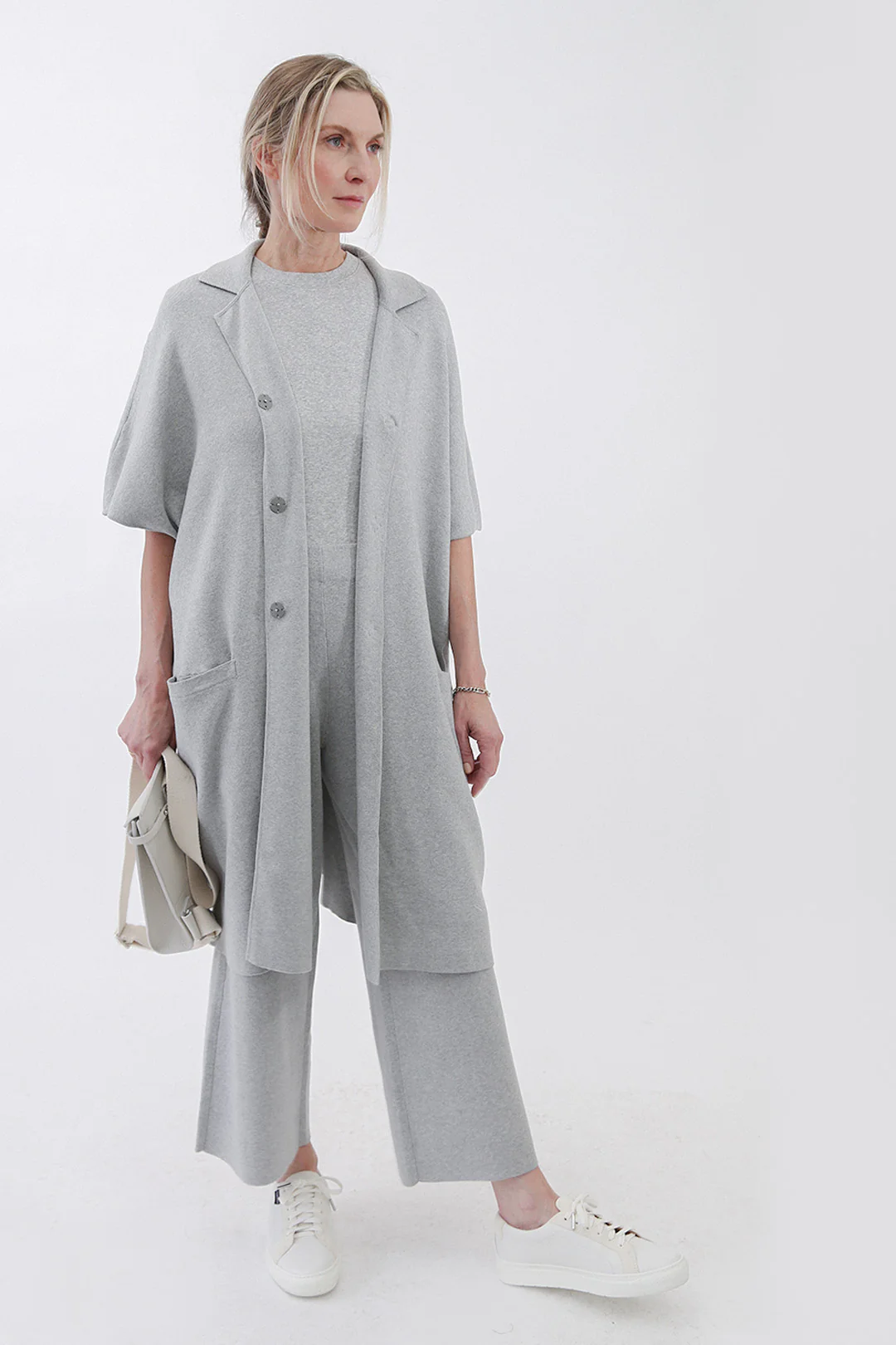 CLEO COAT IN KNIT PIMA COTTON IN HEATHER - Image 4