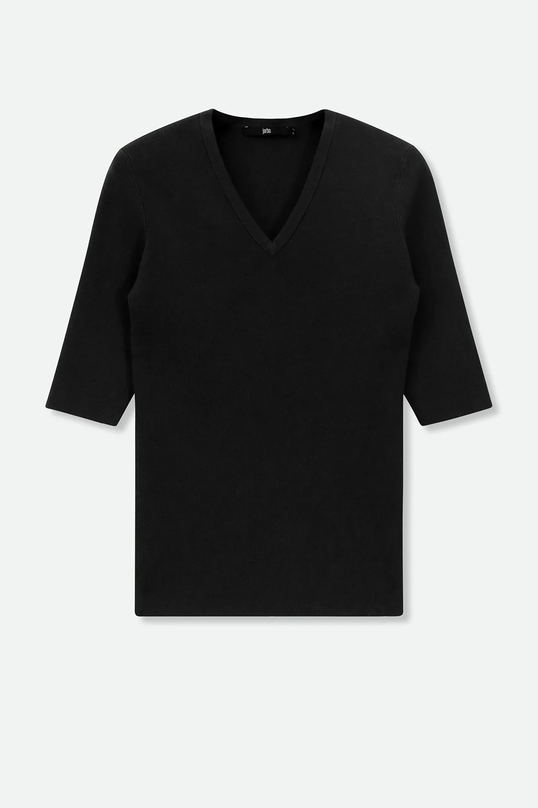 ELBOW SLEEVE V-NECK IN ITALIAN COTTON KNIT - Image 13