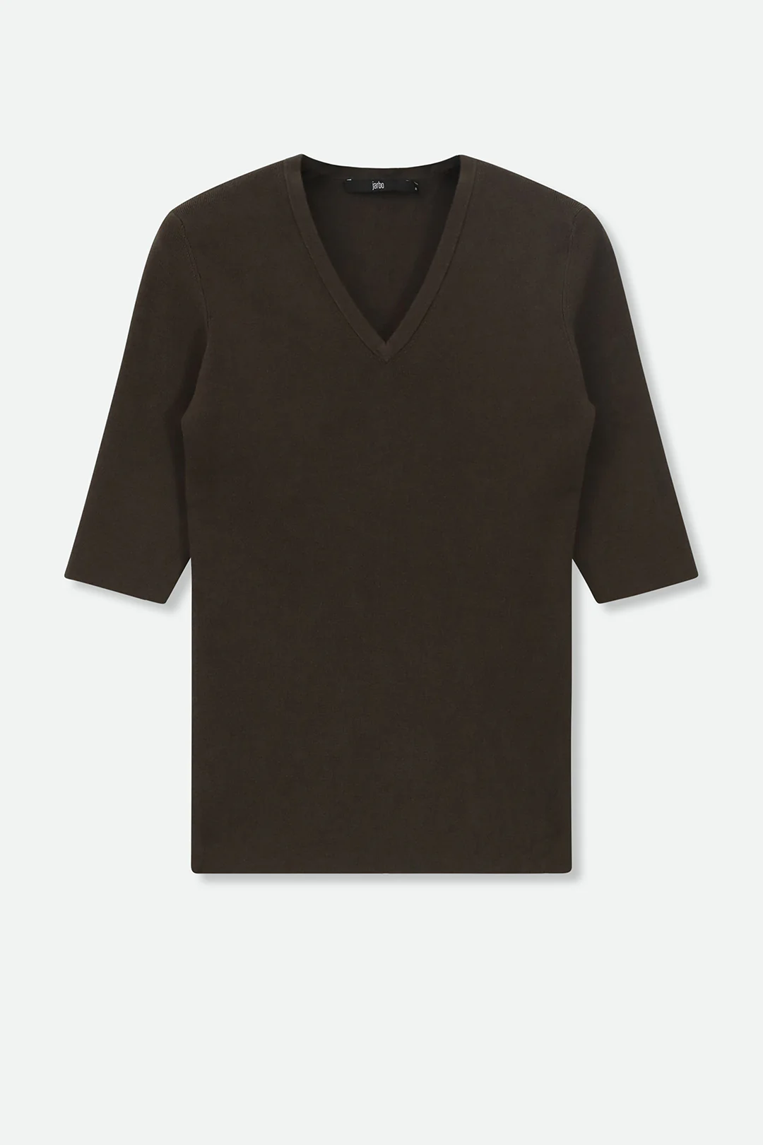 ELBOW SLEEVE V-NECK IN ITALIAN COTTON KNIT - Image 5