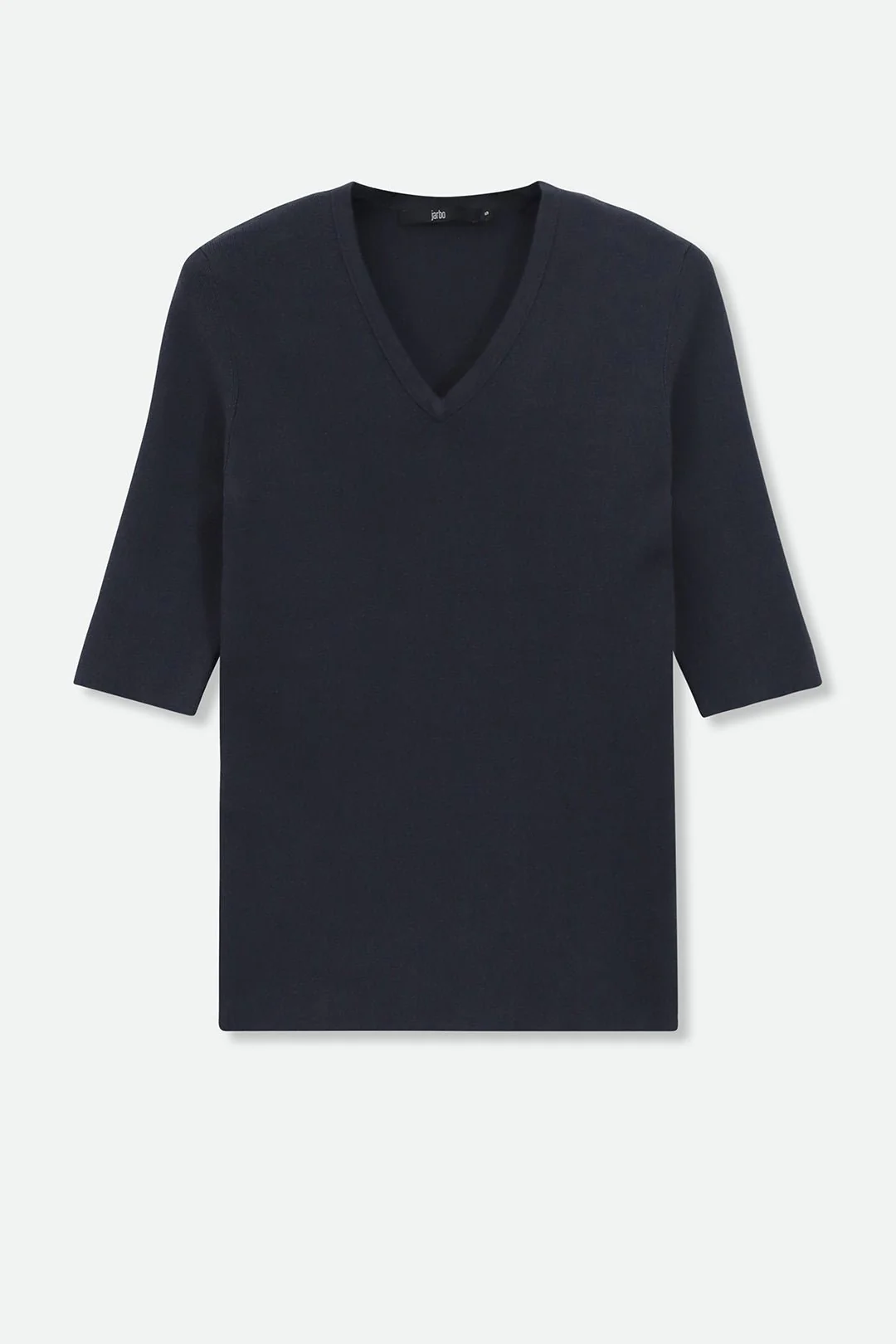 ELBOW SLEEVE V-NECK IN ITALIAN COTTON KNIT - Image 9