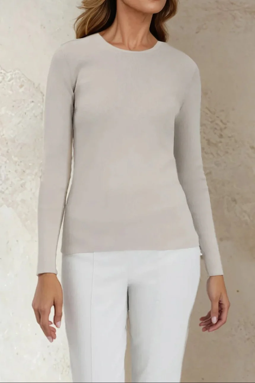 LONG SLEEVE CREW IN ITALIAN COTTON KNIT - Image 4
