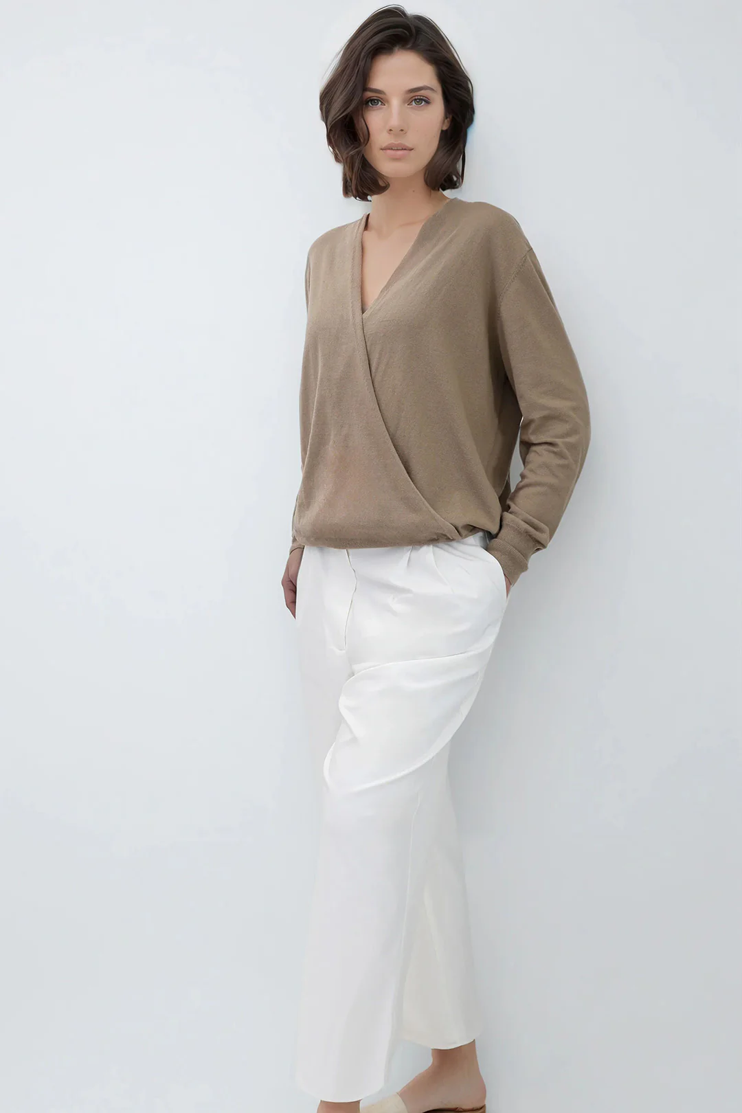 TORY ITALIAN COTTON SURPLICE WRAP TOP - Image 13