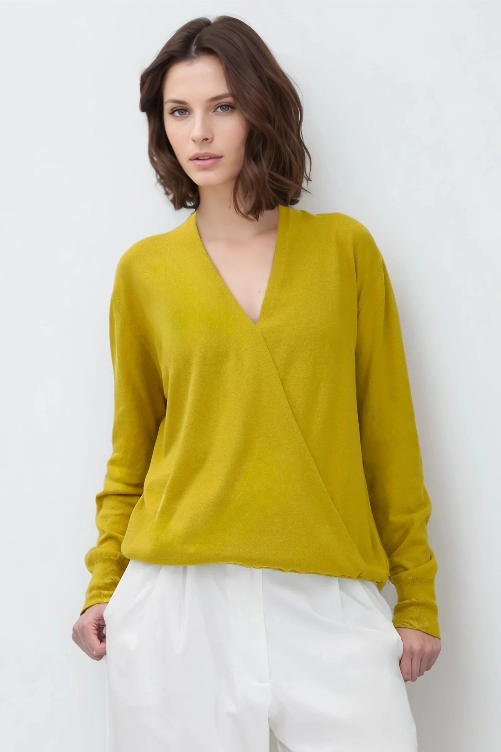 TORY ITALIAN COTTON SURPLICE WRAP TOP - Image 9