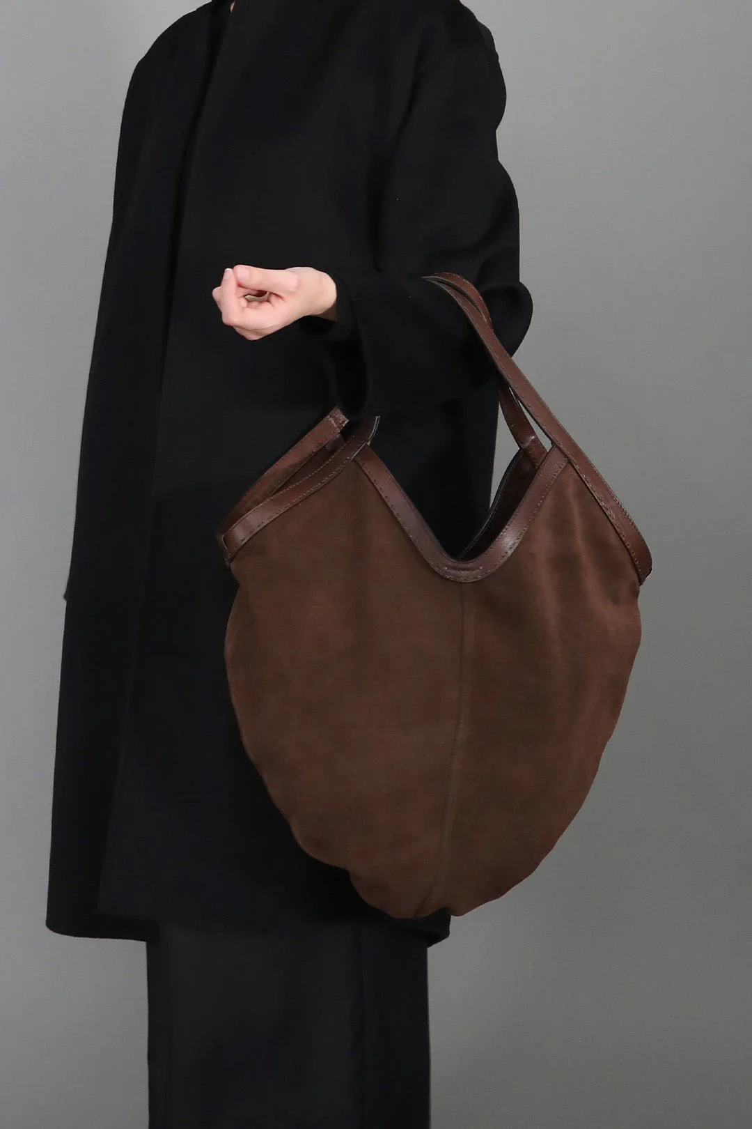 DANTE HOBO BAG IN ITALIAN DEEP MOCHA SUEDE - Image 3