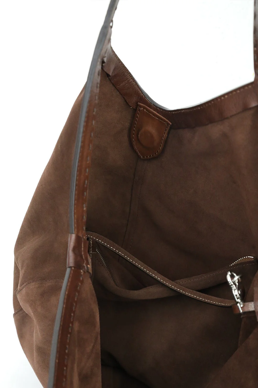 DANTE HOBO BAG IN ITALIAN DEEP MOCHA SUEDE - Image 4