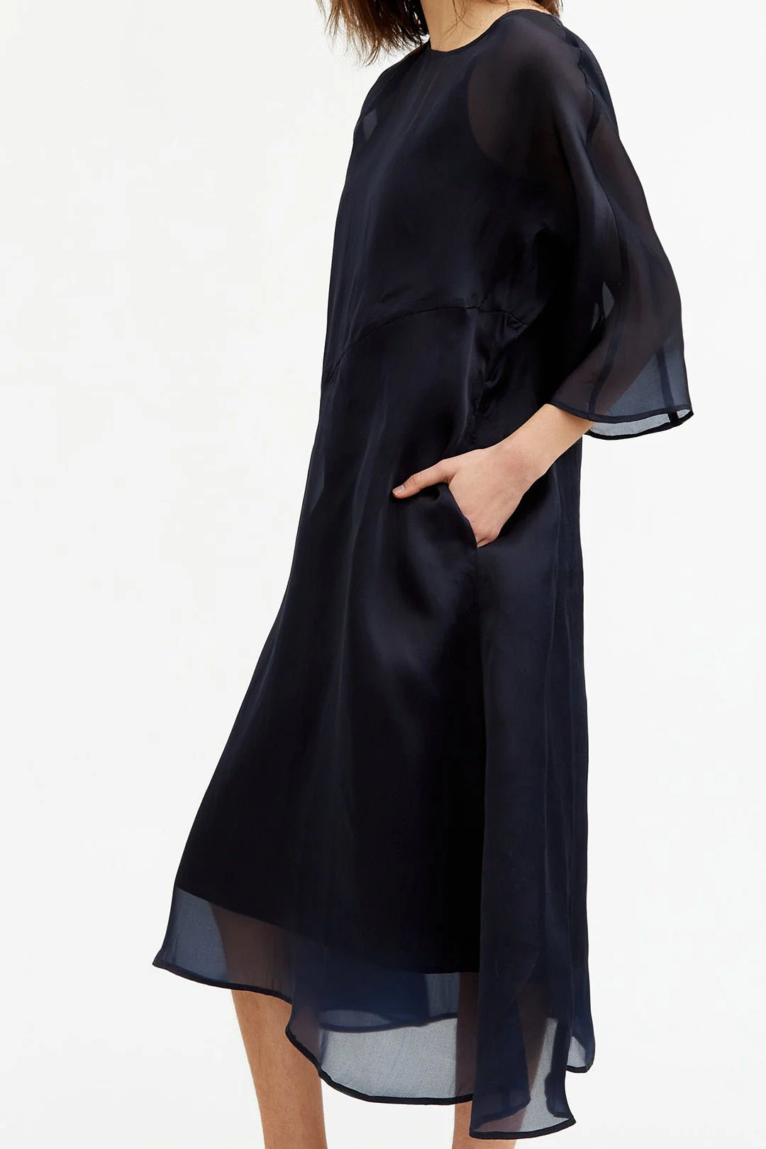 DAVA DIAGONAL SEAM DRESS IN SILK ORGANZA - Image 4