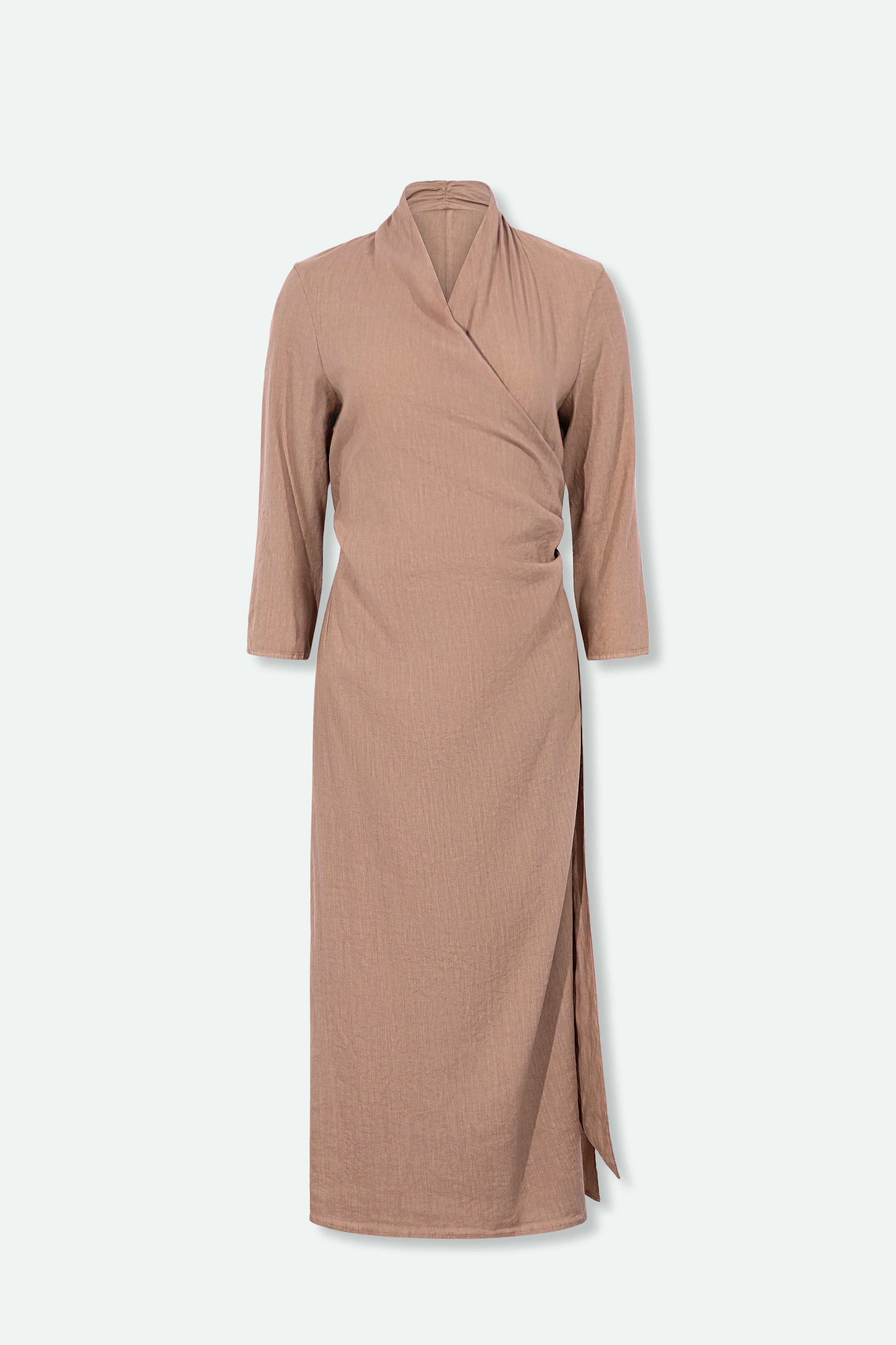 DIANE WRAP DRESS IN ITALIAN LINEN STRETCH - Image 10