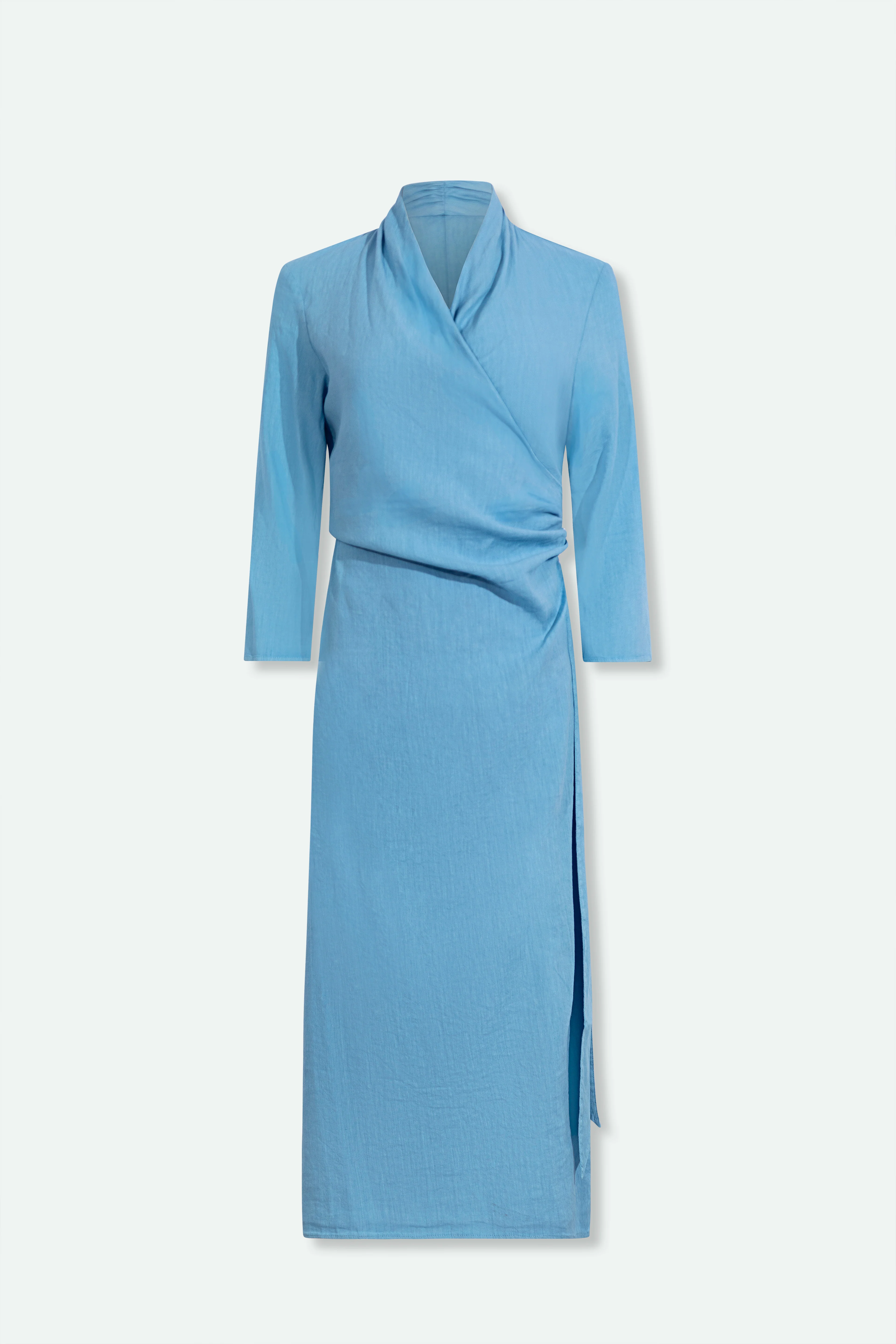 DIANE WRAP DRESS IN ITALIAN LINEN STRETCH - Image 3