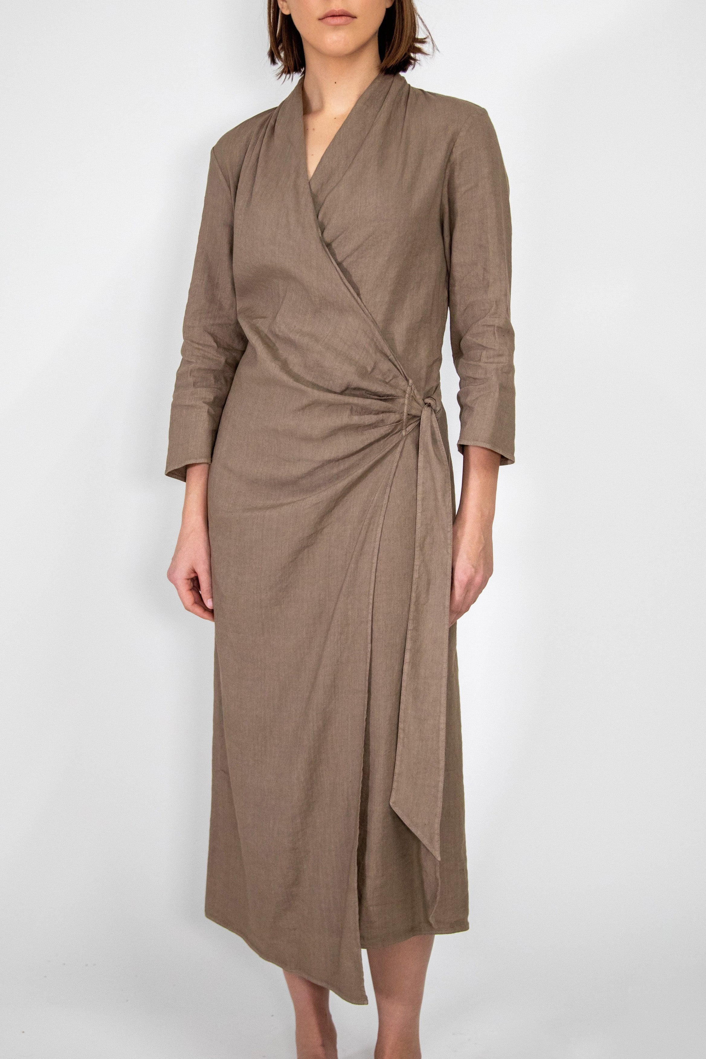 DIANE WRAP DRESS IN ITALIAN LINEN STRETCH - Image 8