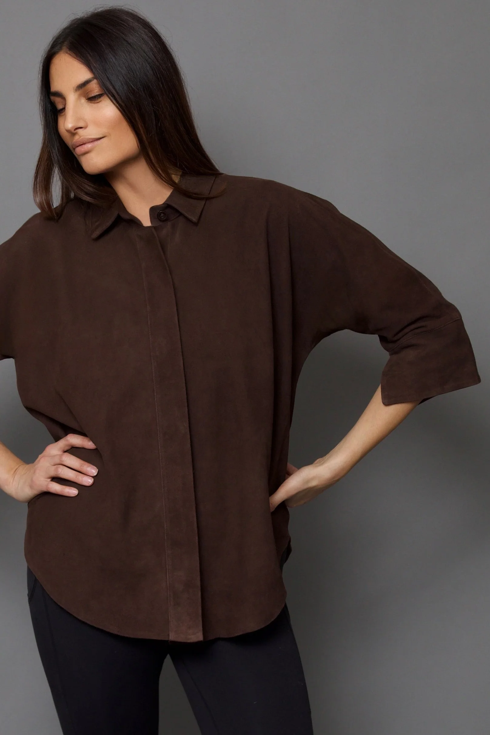SAHANA DOLMAN SUEDE IN DARK CHOCOLATE SUEDE - Image 3