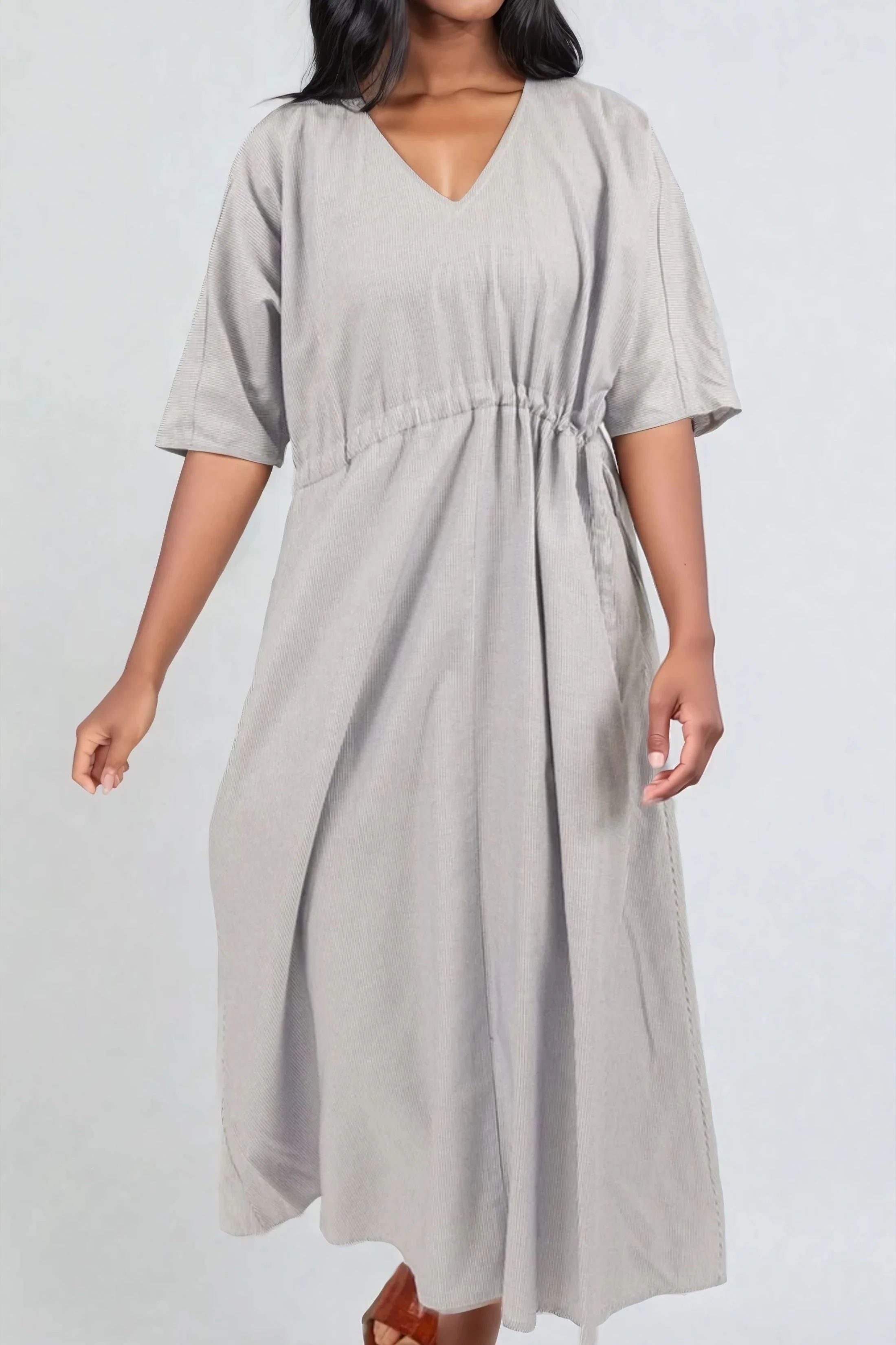 VANESSA DRESS WITH WAISTED DRAWSTRING IN COTTON POPLIN - Image 10