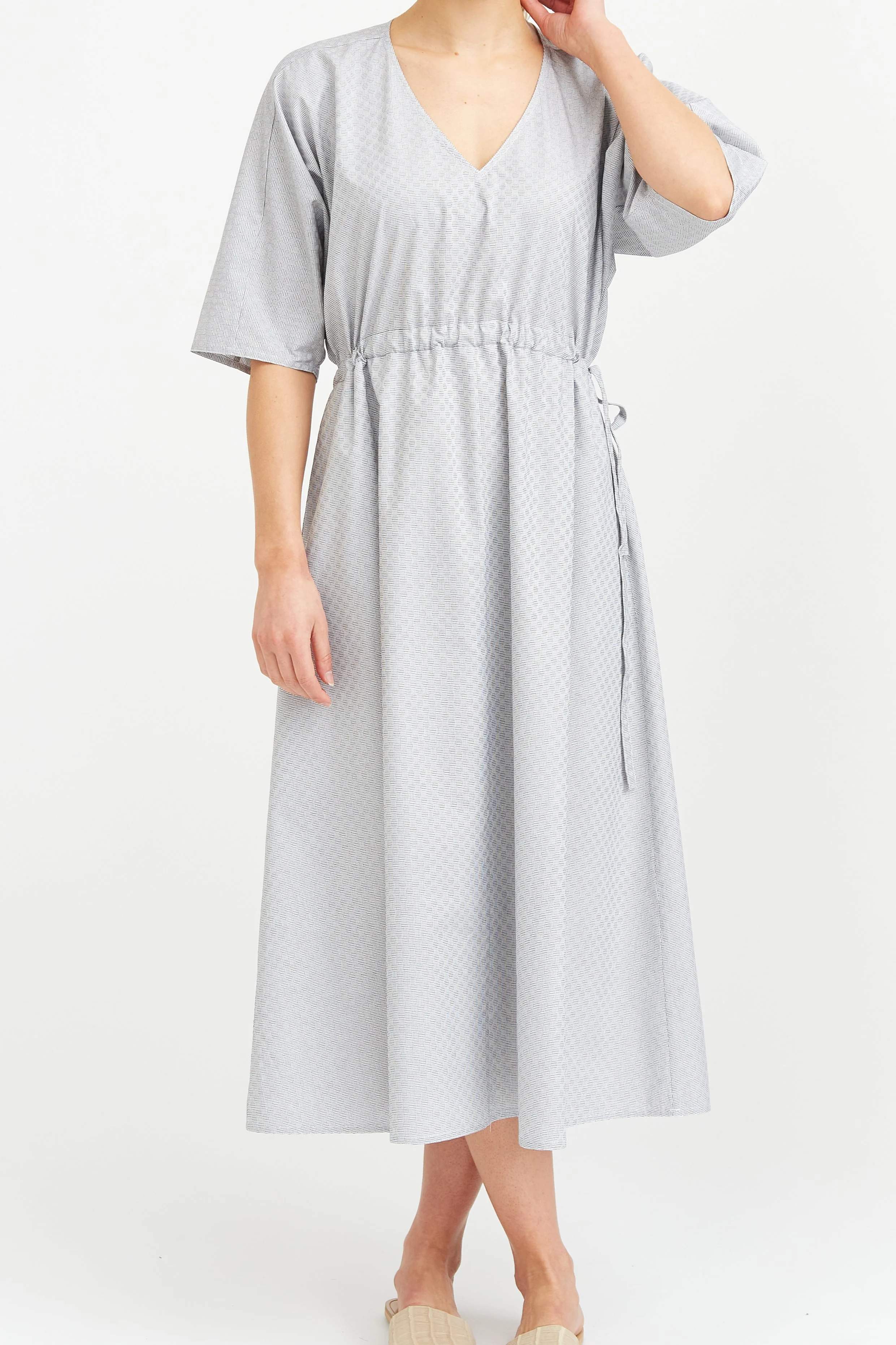 VANESSA DRESS WITH WAISTED DRAWSTRING IN COTTON POPLIN - Image 11