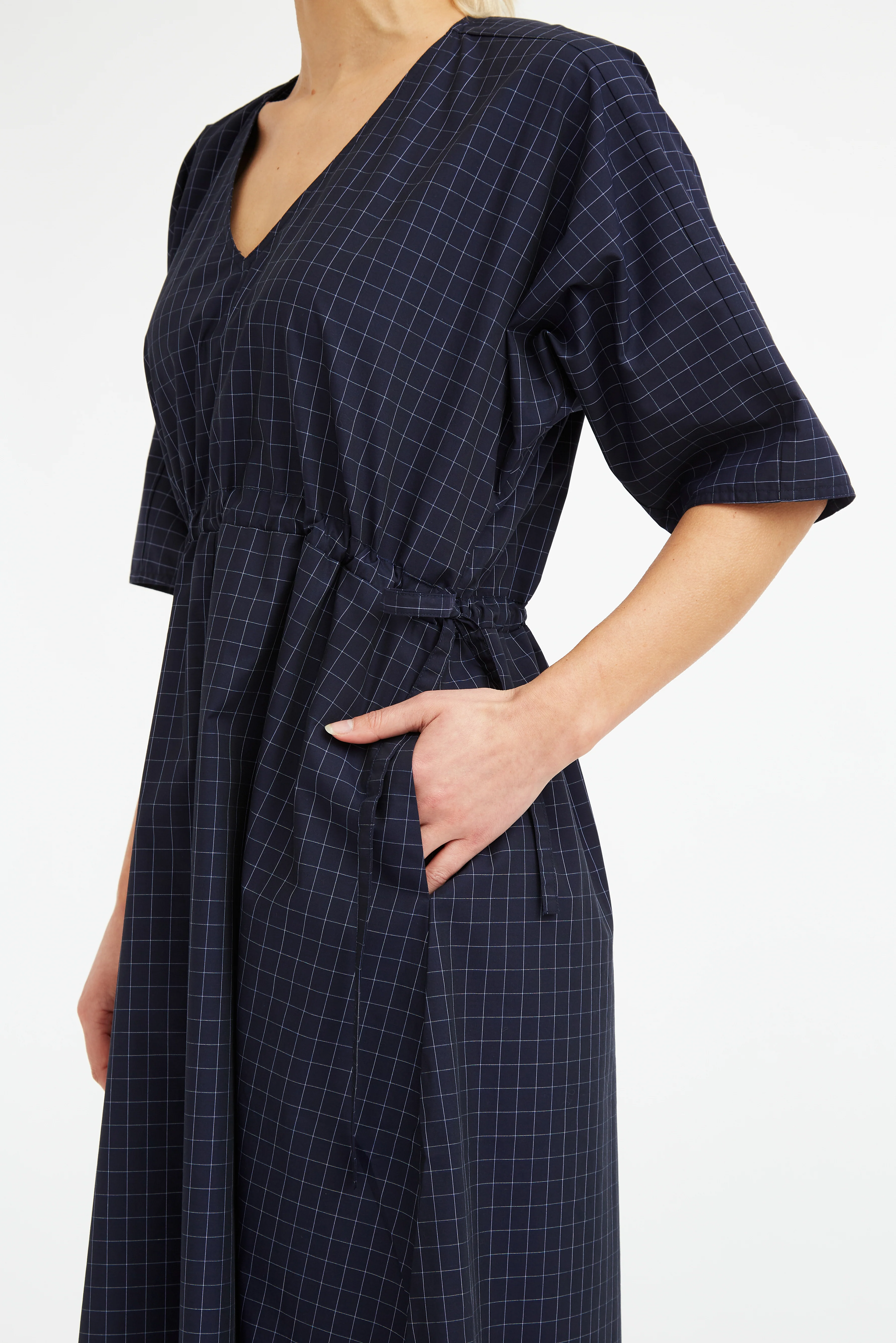 VANESSA DRESS WITH WAISTED DRAWSTRING IN COTTON POPLIN - Image 4