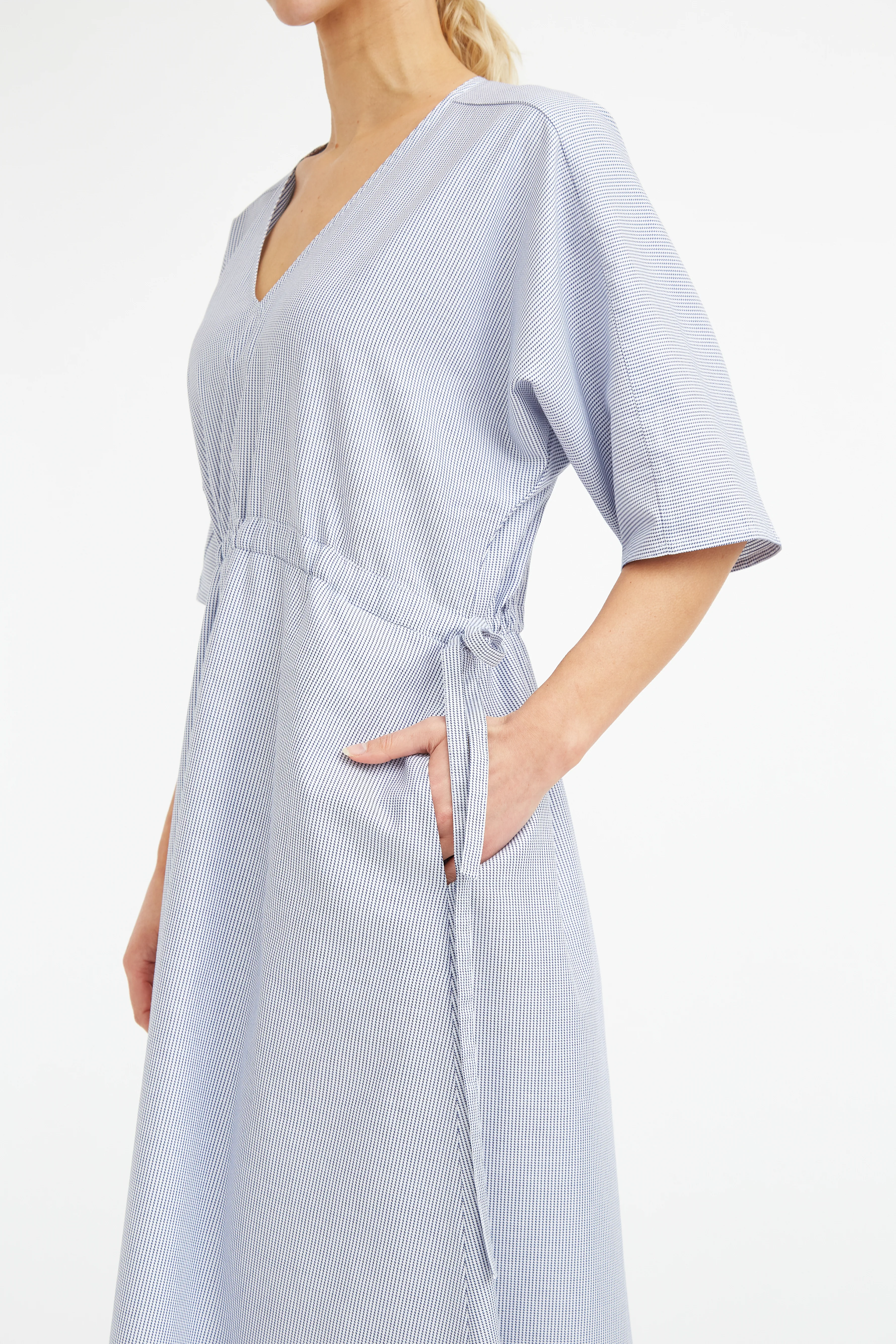 VANESSA DRESS WITH WAISTED DRAWSTRING IN COTTON POPLIN - Image 6