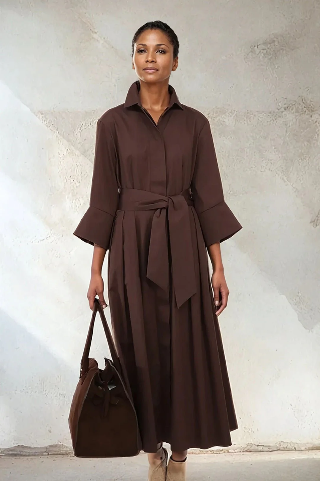 DRIFT DRESS IN ITALIAN SATEEN COTTON STRETCH - Image 4