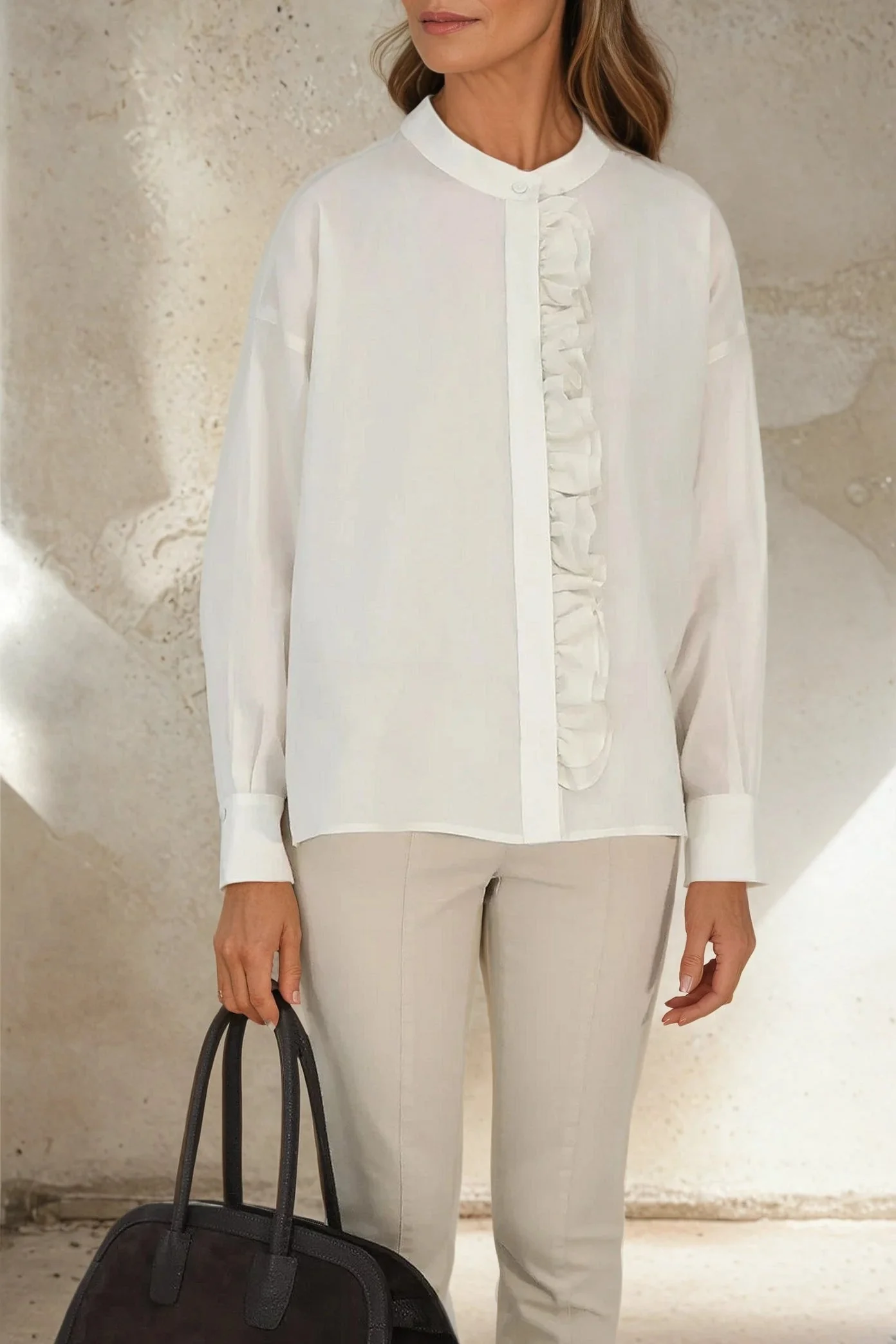 FLEUR RUFFLE SHIRT IN ITALIAN COTTON ORGANZA - Image 3