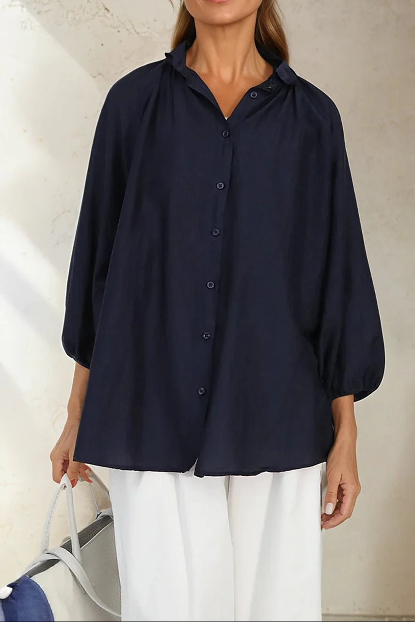 FLOWY OVERSIZED BLOUSE IN SILK COTTON - Image 13