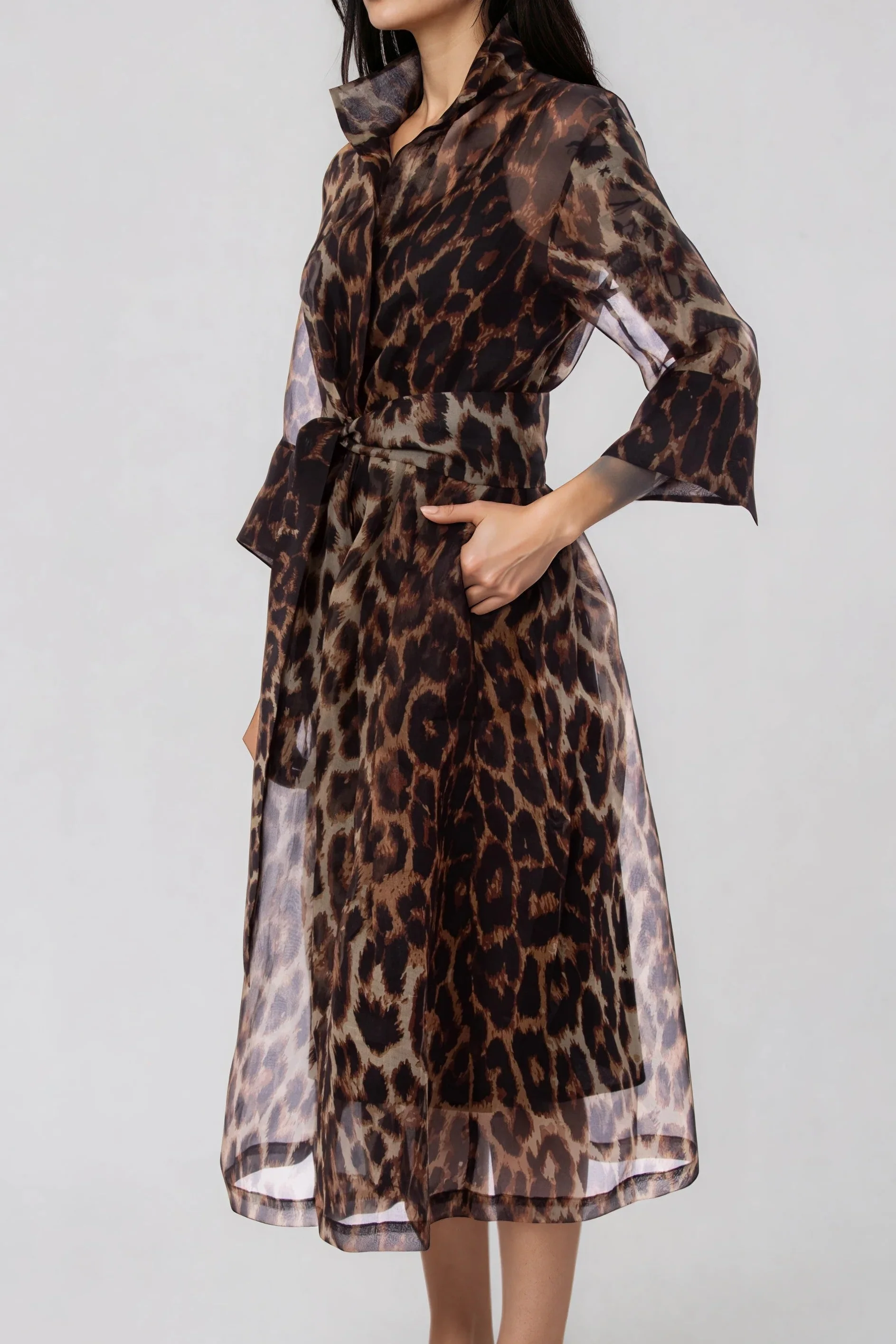 GABRIELLE DRESS IN SILK ORGANZA LEOPARD - Image 2