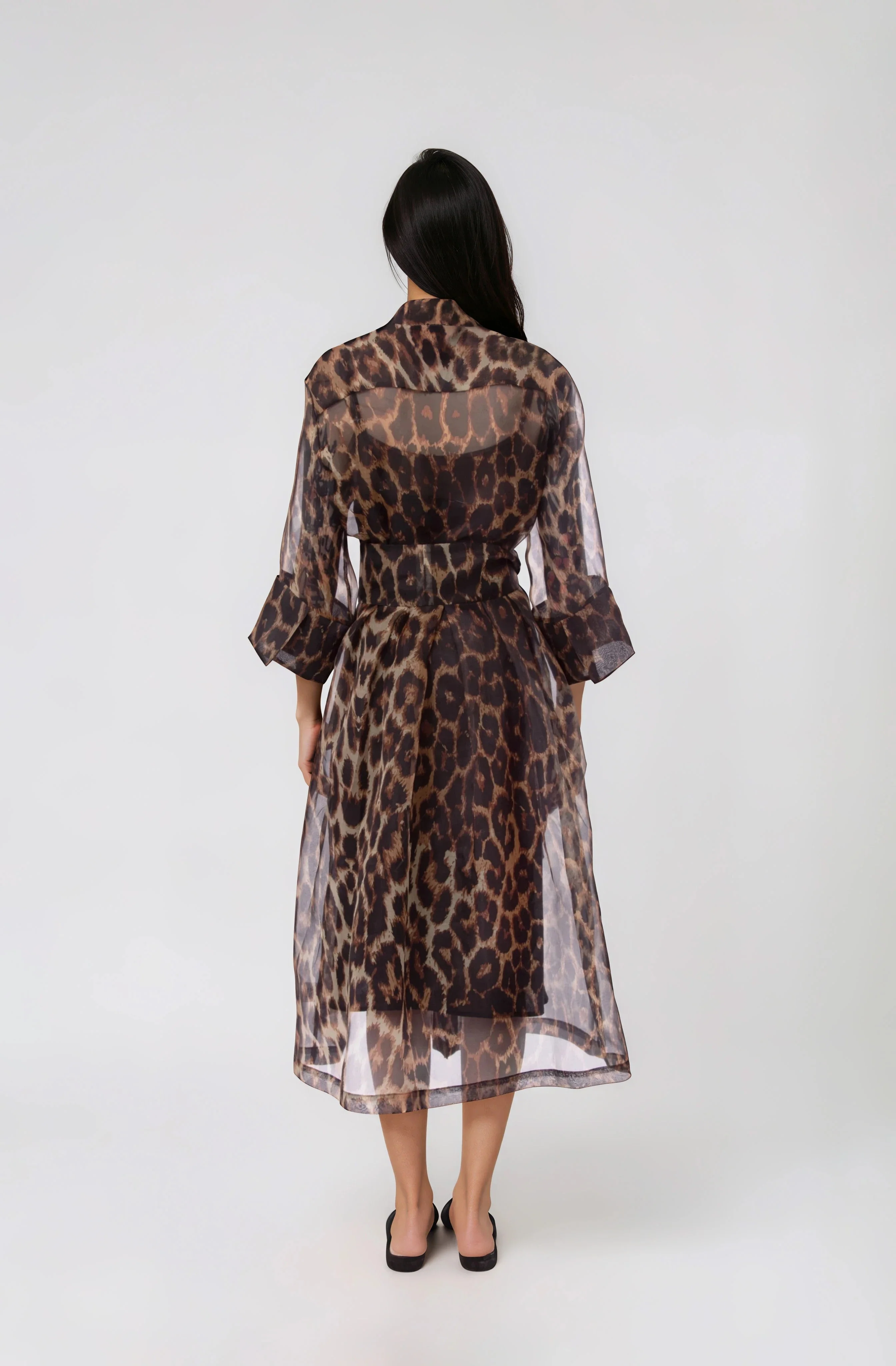 GABRIELLE DRESS IN SILK ORGANZA LEOPARD - Image 5