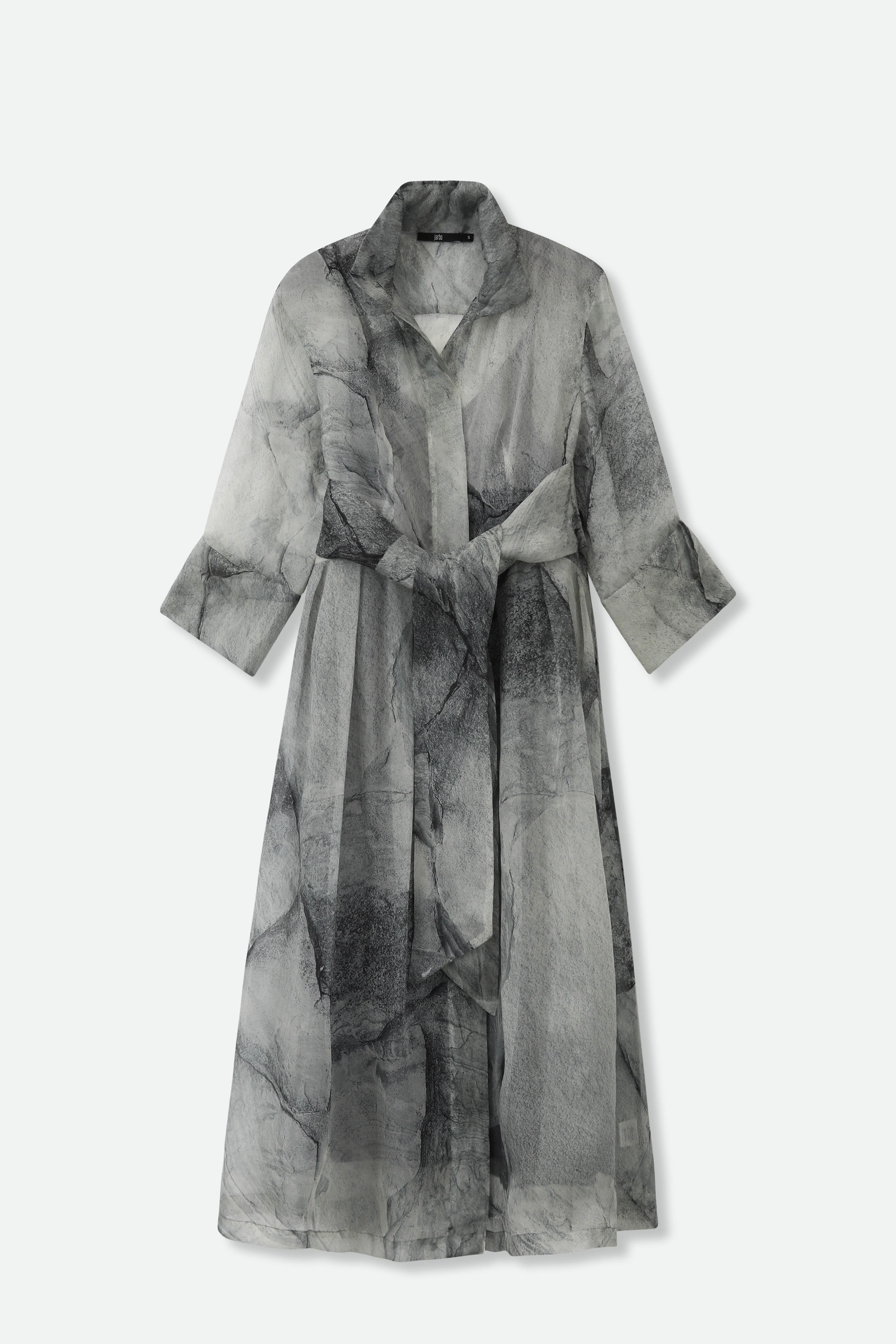 GABRIELLE DRESS IN SILK ORGANZA STONEY GREY - Image 3